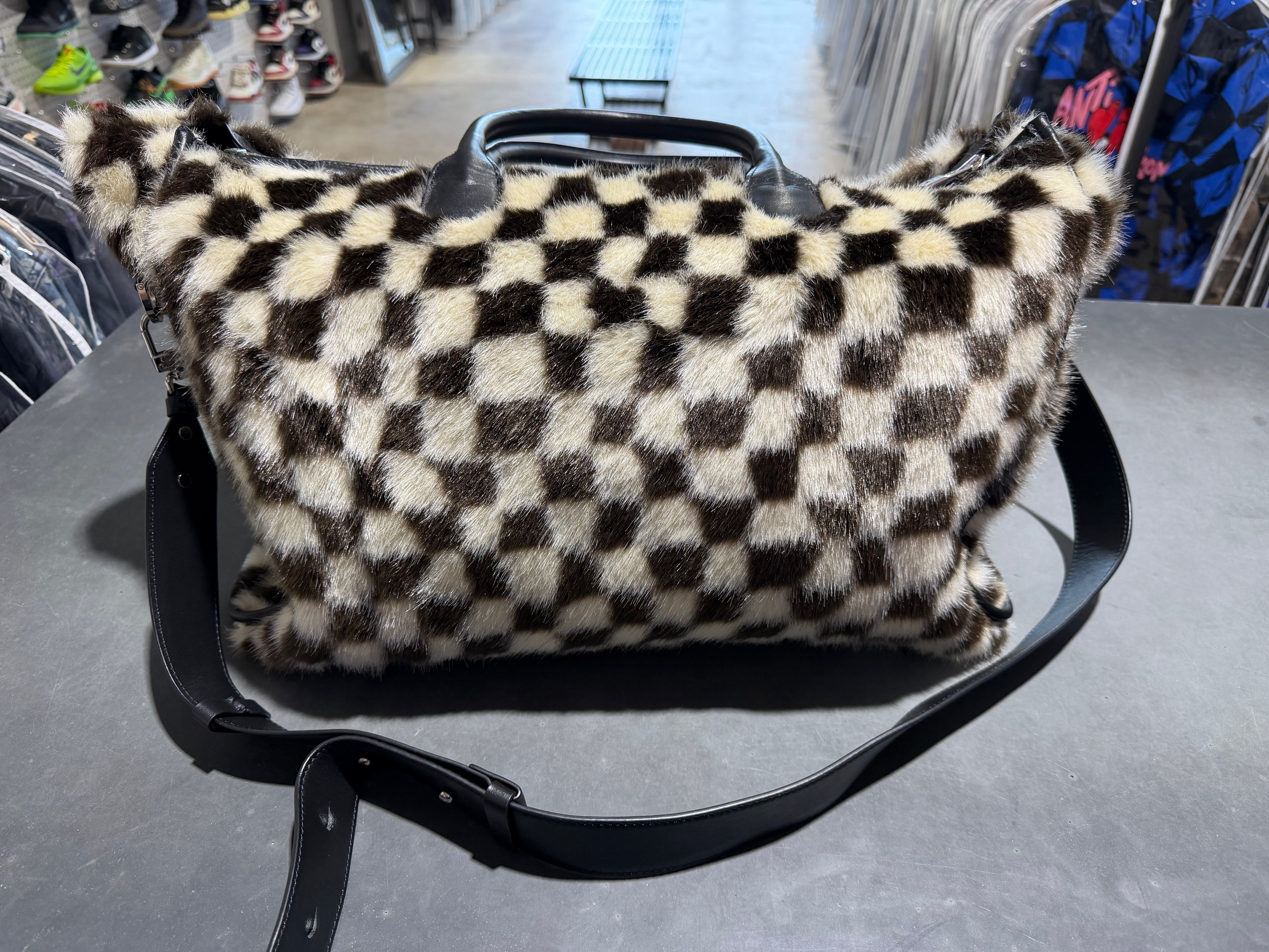 USED Amiri Checkerboard Pony Hair Bag