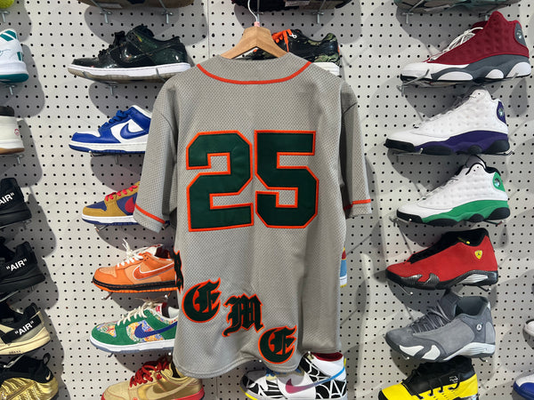 USED Supreme Old English Baseball Jersey - Grey Size Small