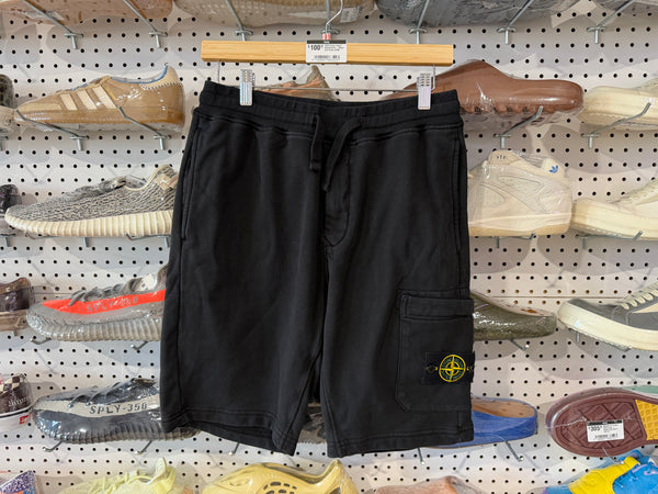 USED Stone Island Sweatshorts - Black Size Small
