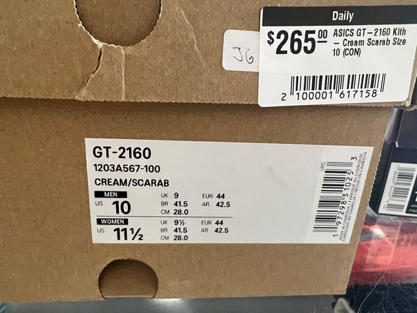 ASICS GT-2160 Kith - Cream Scarab Size 10