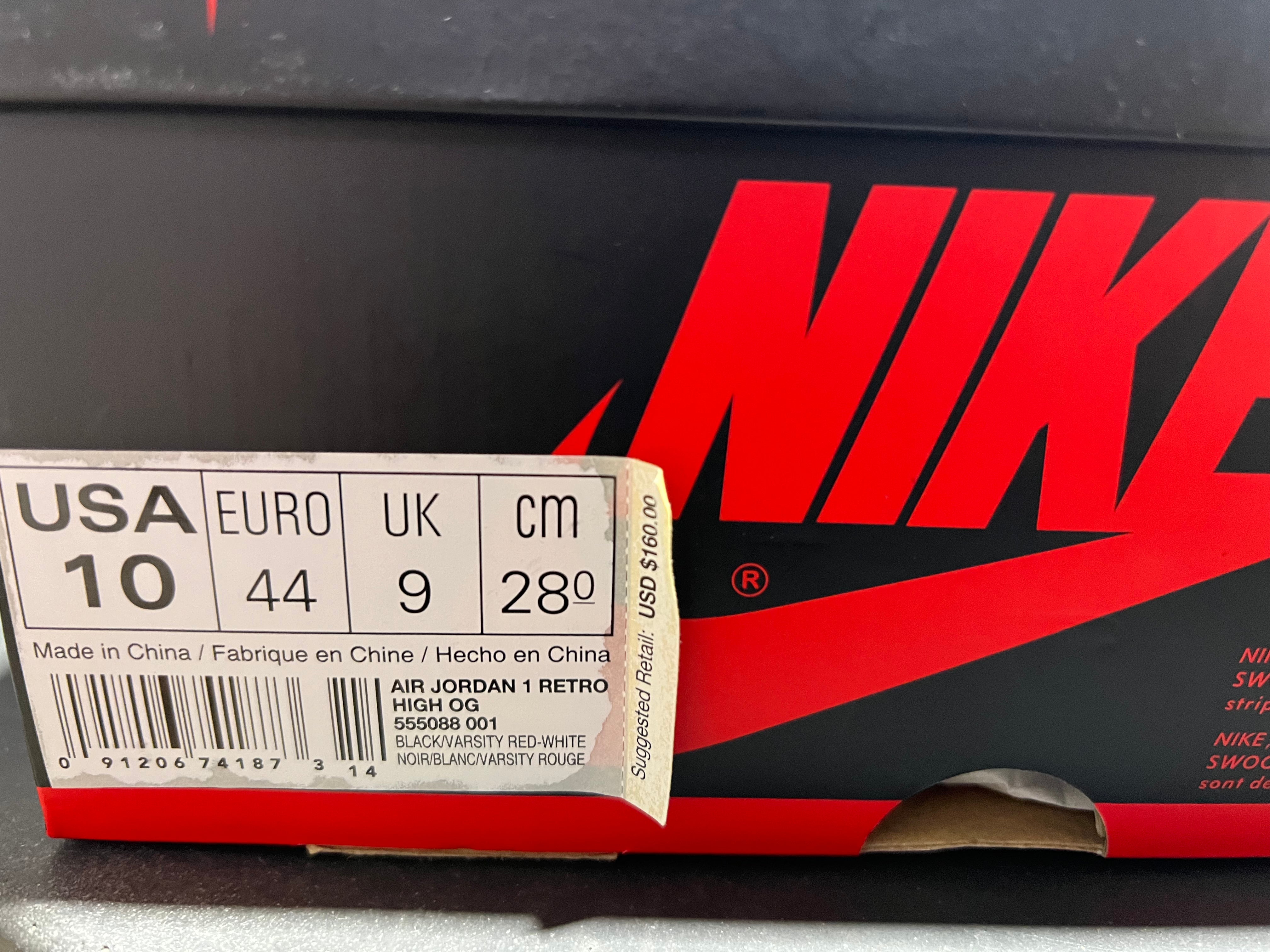 Air Jordan 1 Retro High - Bred Banned 2016 Size 10