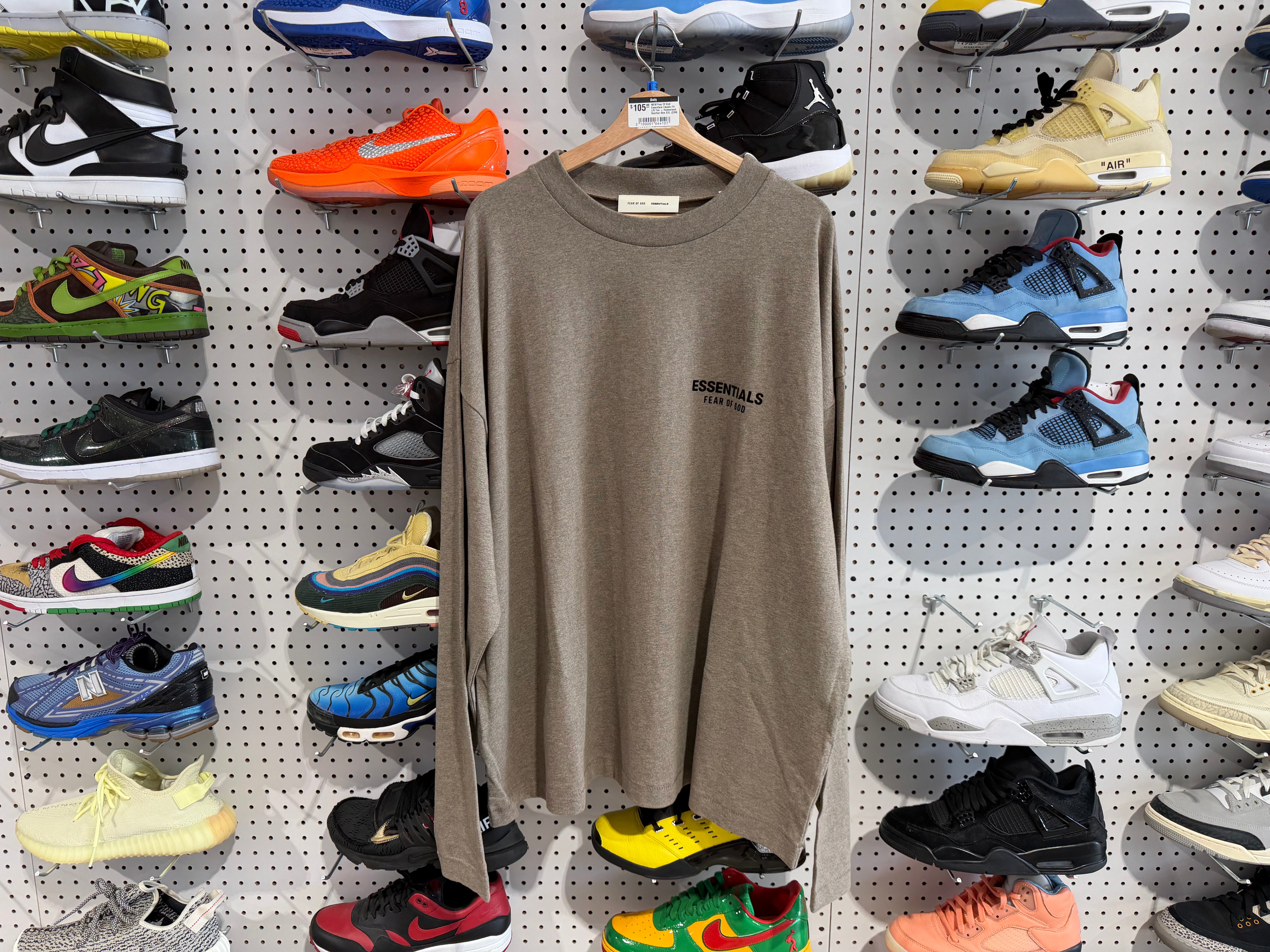 NEW Fear Of God Essentials Classic Fit L/S Tee - Homestead Heather Size Medium