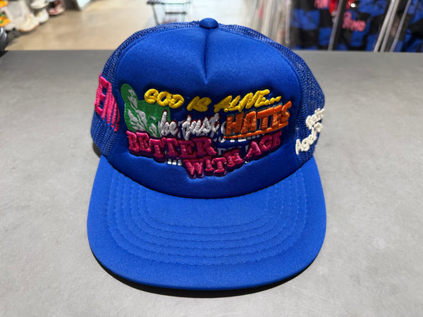 USED Better With Age God Is Alive Trucker Hat - Blue