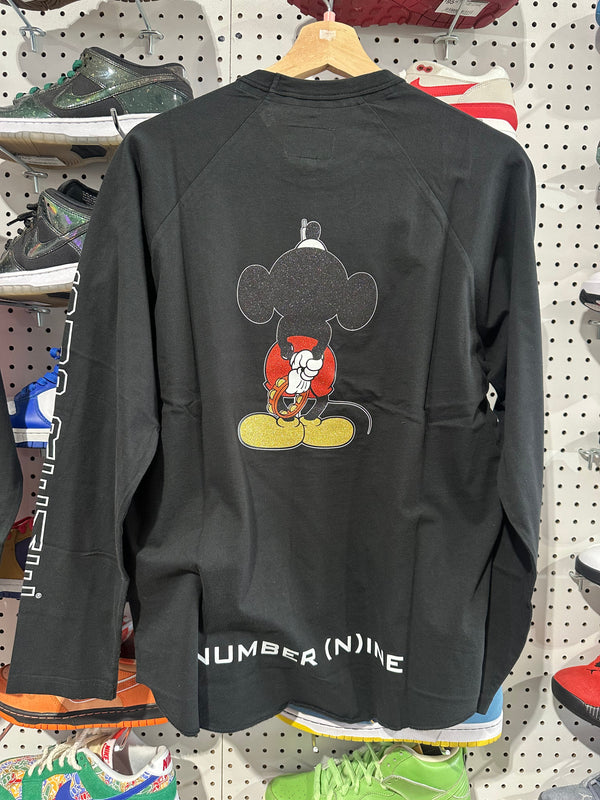 NEW Supreme x NUMBER NINE Mickey Raglans LS Tee - Black Size XL