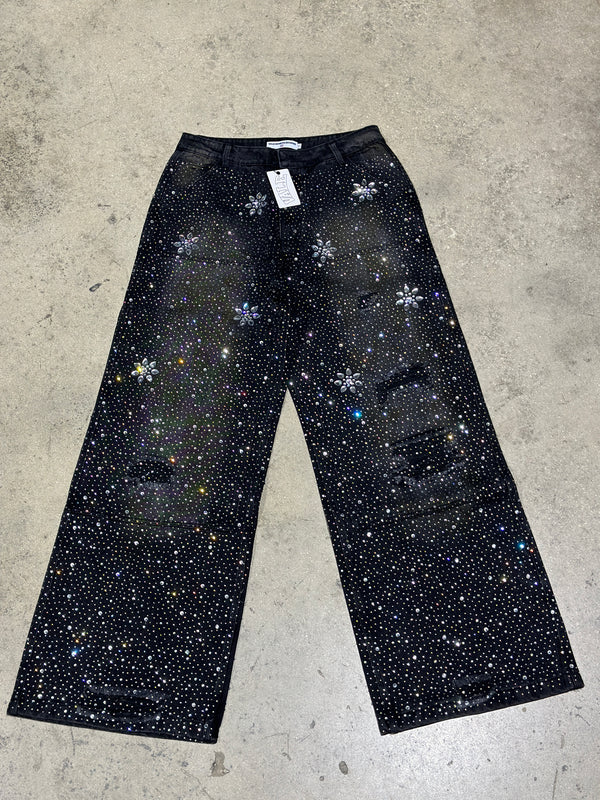 NEW Vale Black Crystal Painter Denim - Black