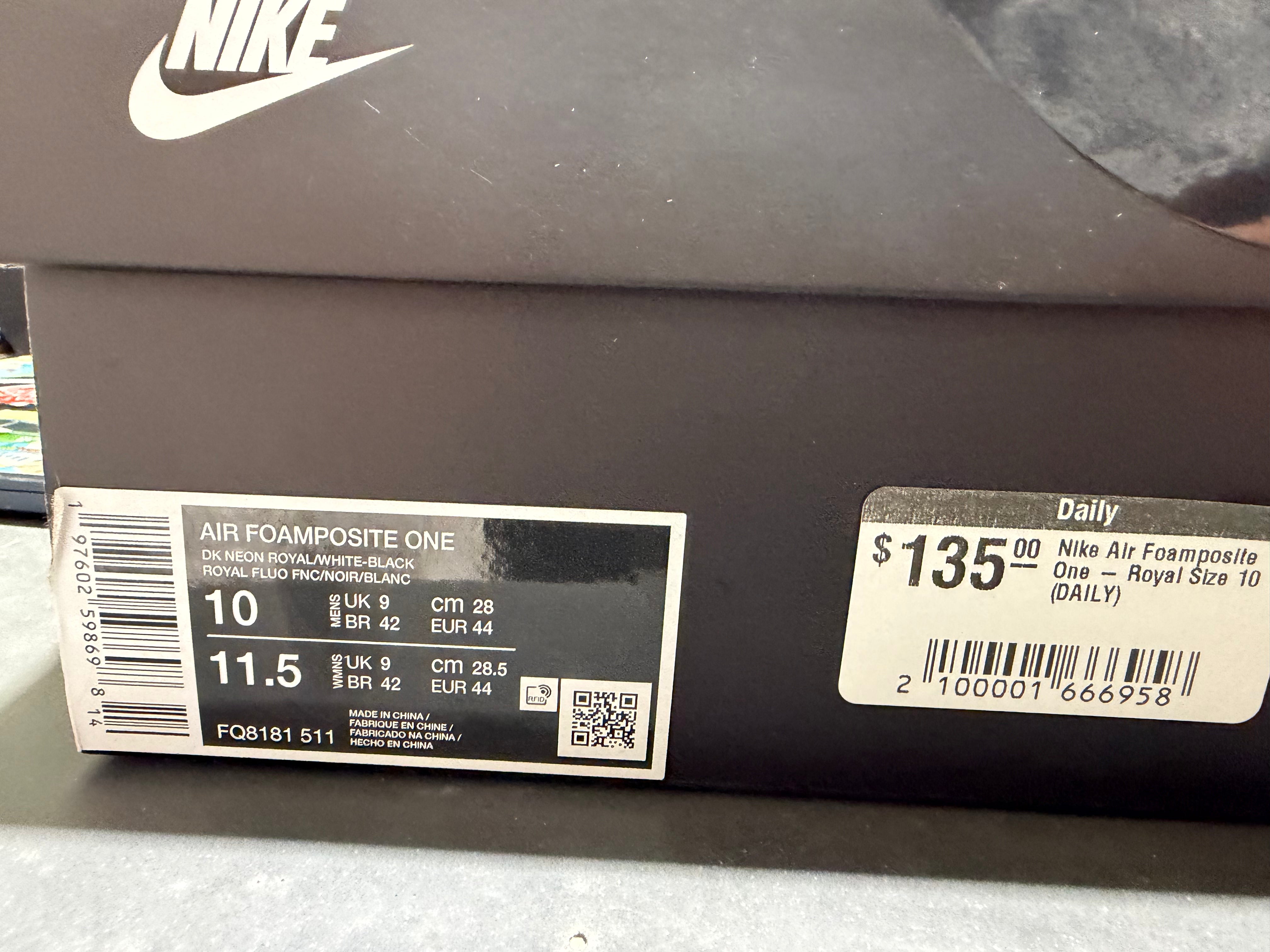 Nike Air Foamposite One - Royal Size 10