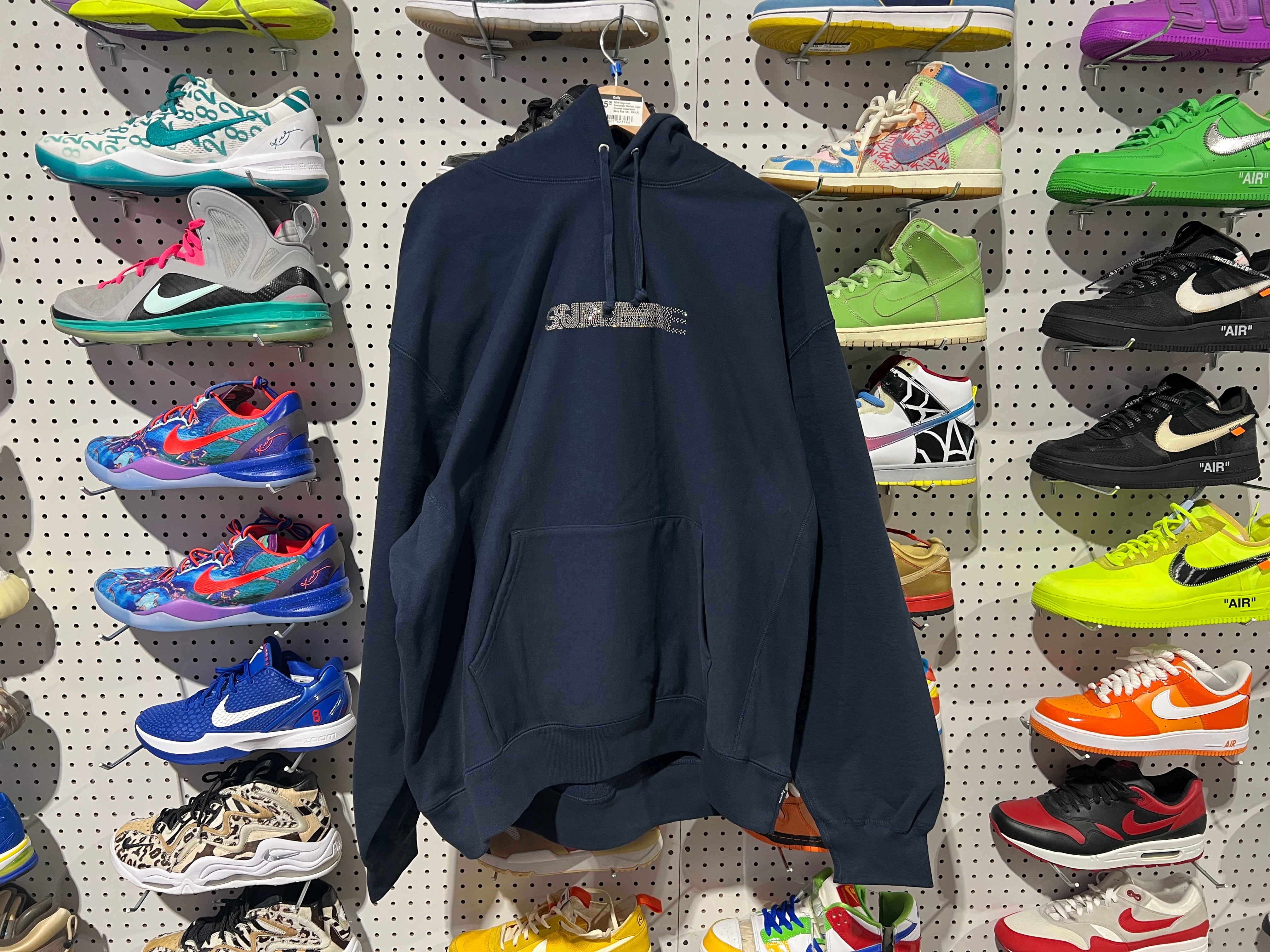 NEW Supreme Swarovski Motion Logo Hooded Sweatshirt - Navy Size XXL