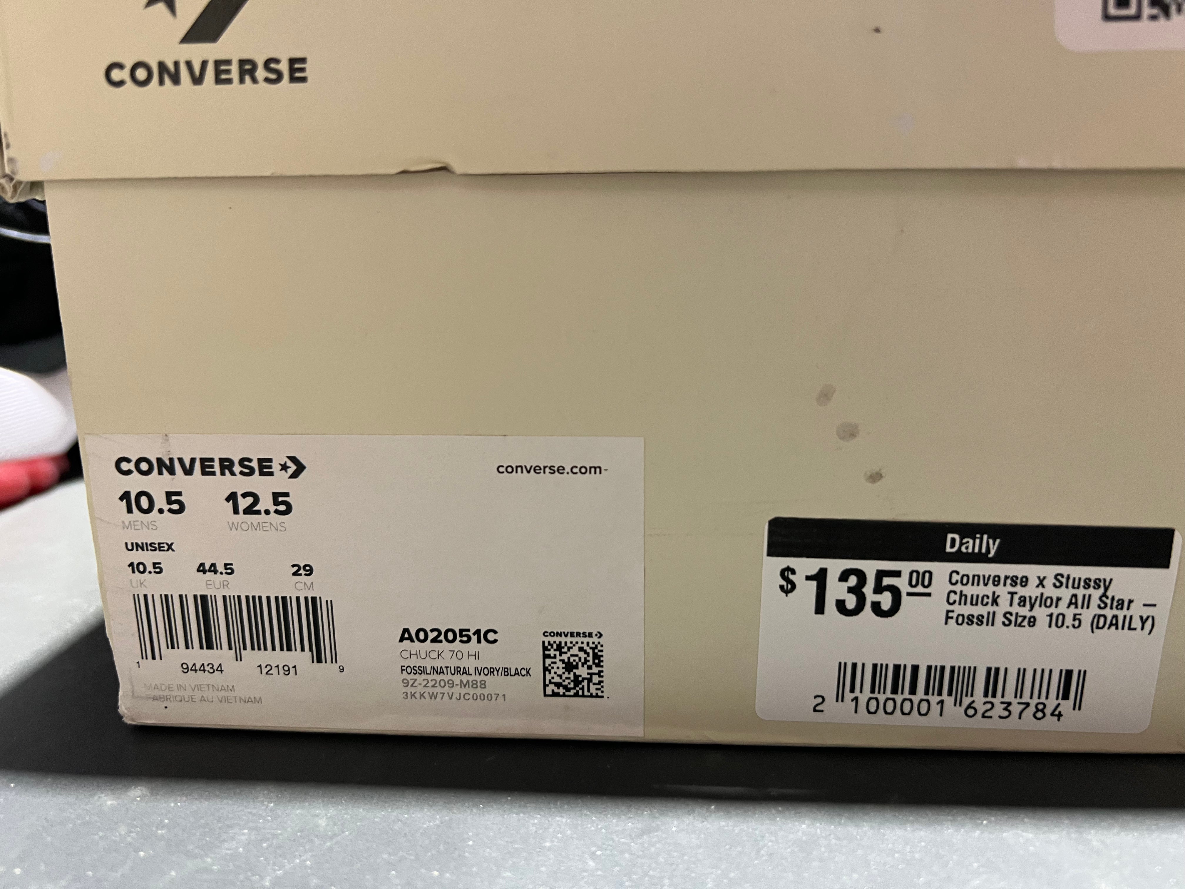 Converse x Stussy Chuck Taylor All Star - Fossil Size 10.5