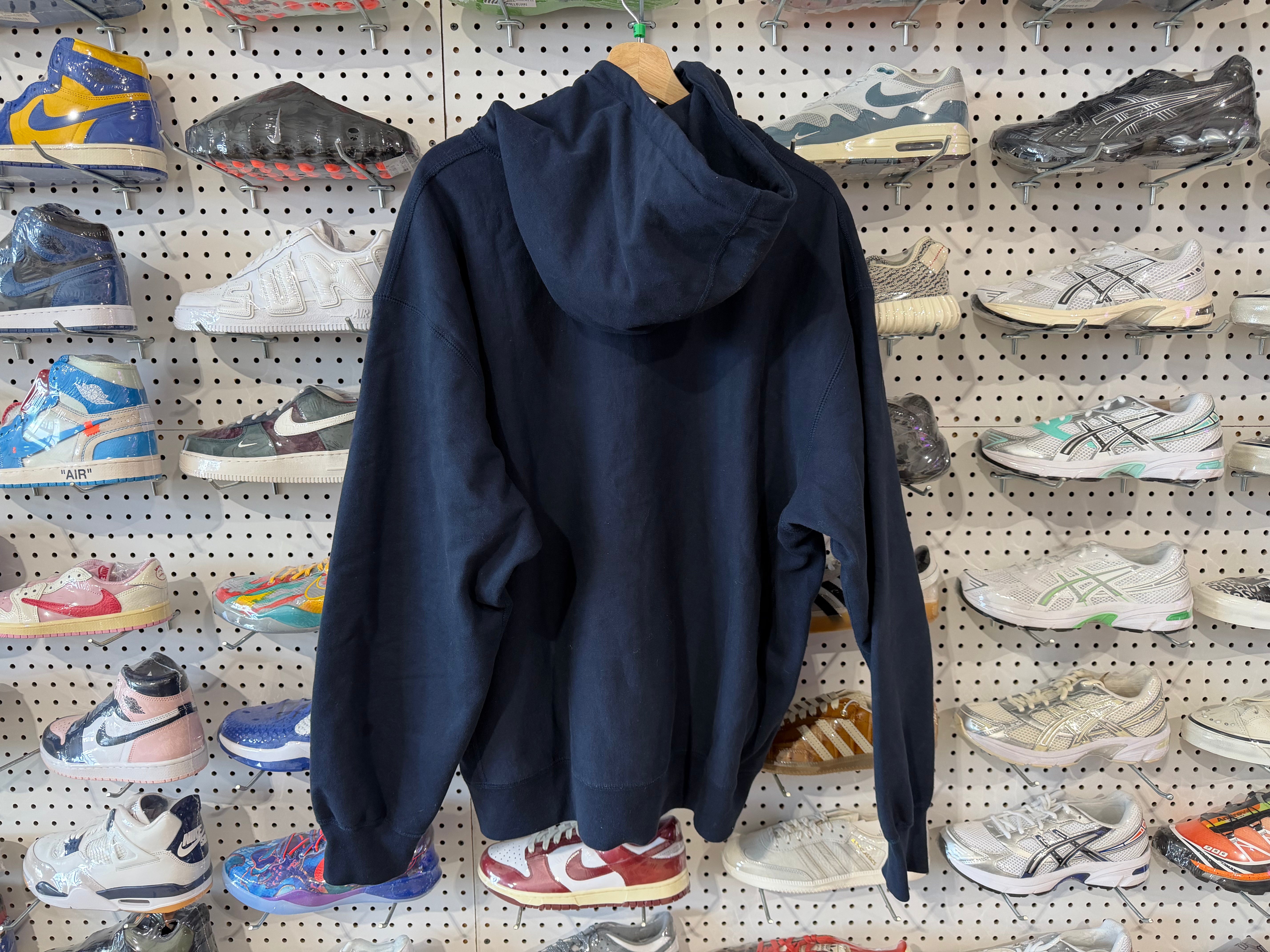 USED Supreme Swarovski Motion Logo Hoodie - Navy Size XL