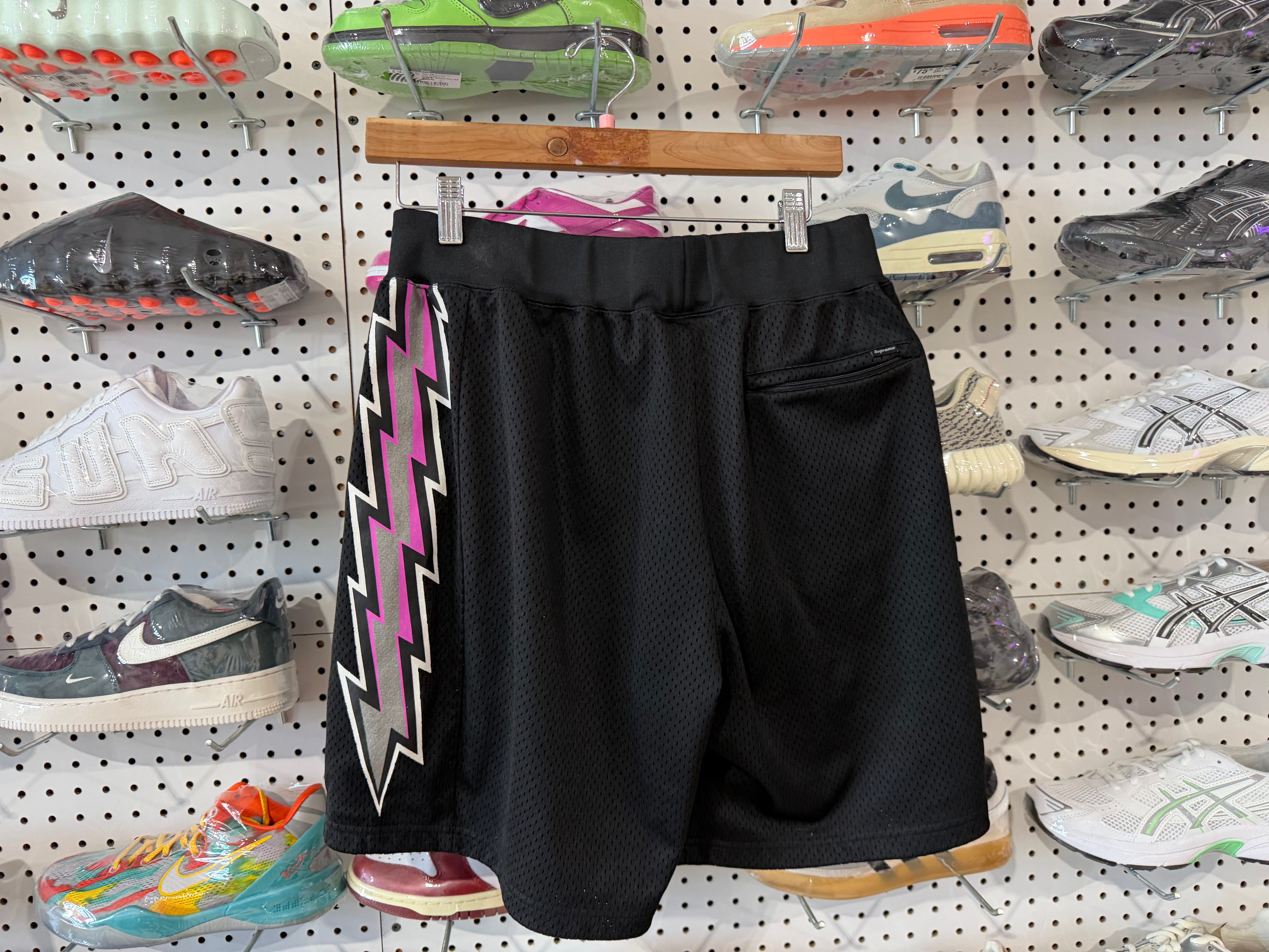 USED Supreme Basketball Bolt Shorts -  Black / Pink Size Small