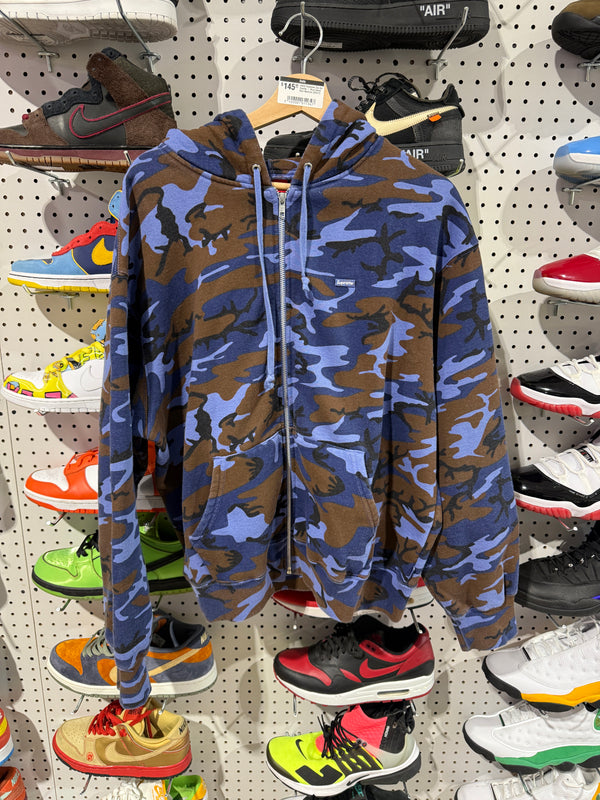 USED Supreme Zip Up Hoodie - Blue Camo Size Medium