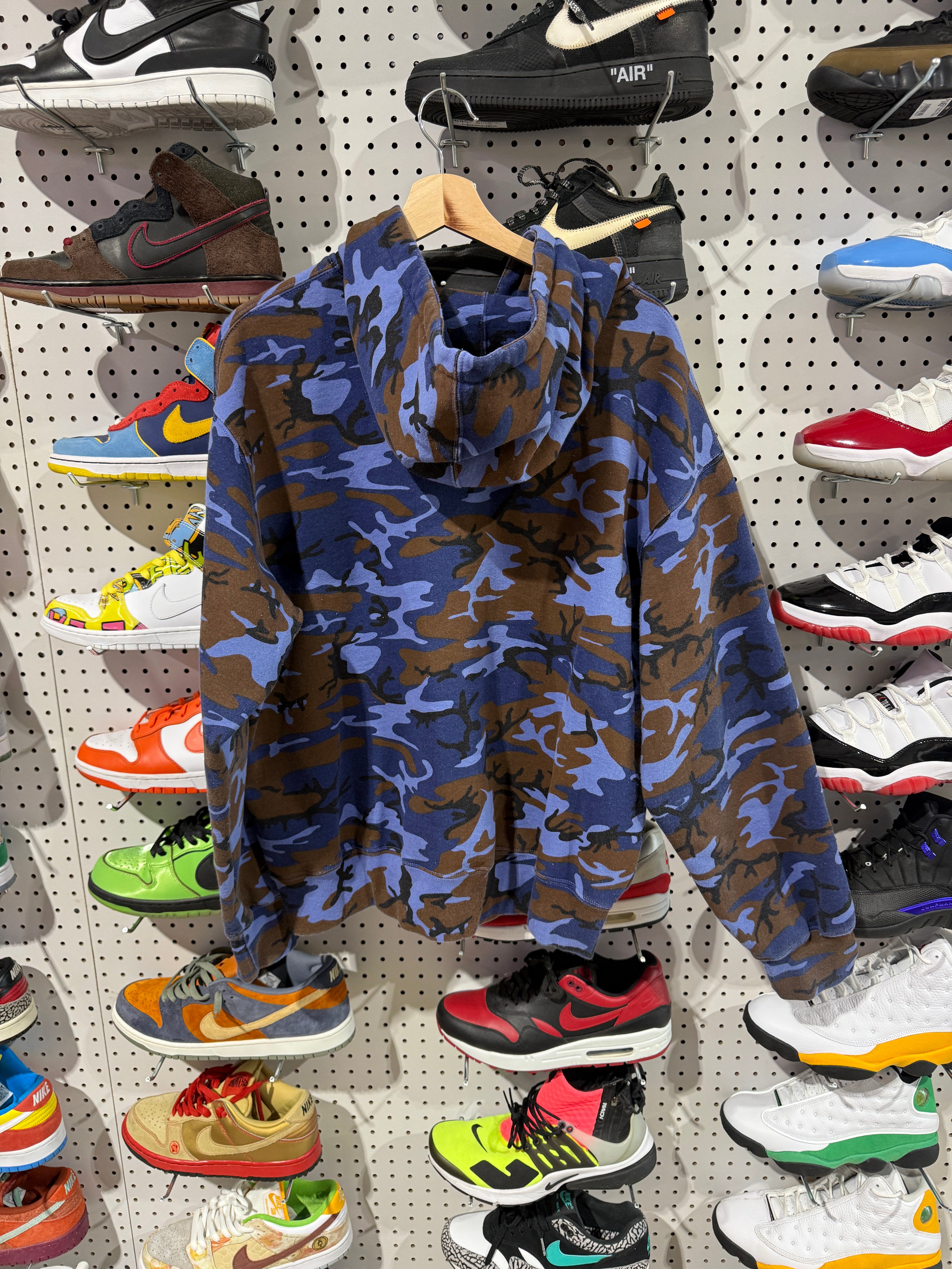USED Supreme Zip Up Hoodie - Blue Camo Size Medium