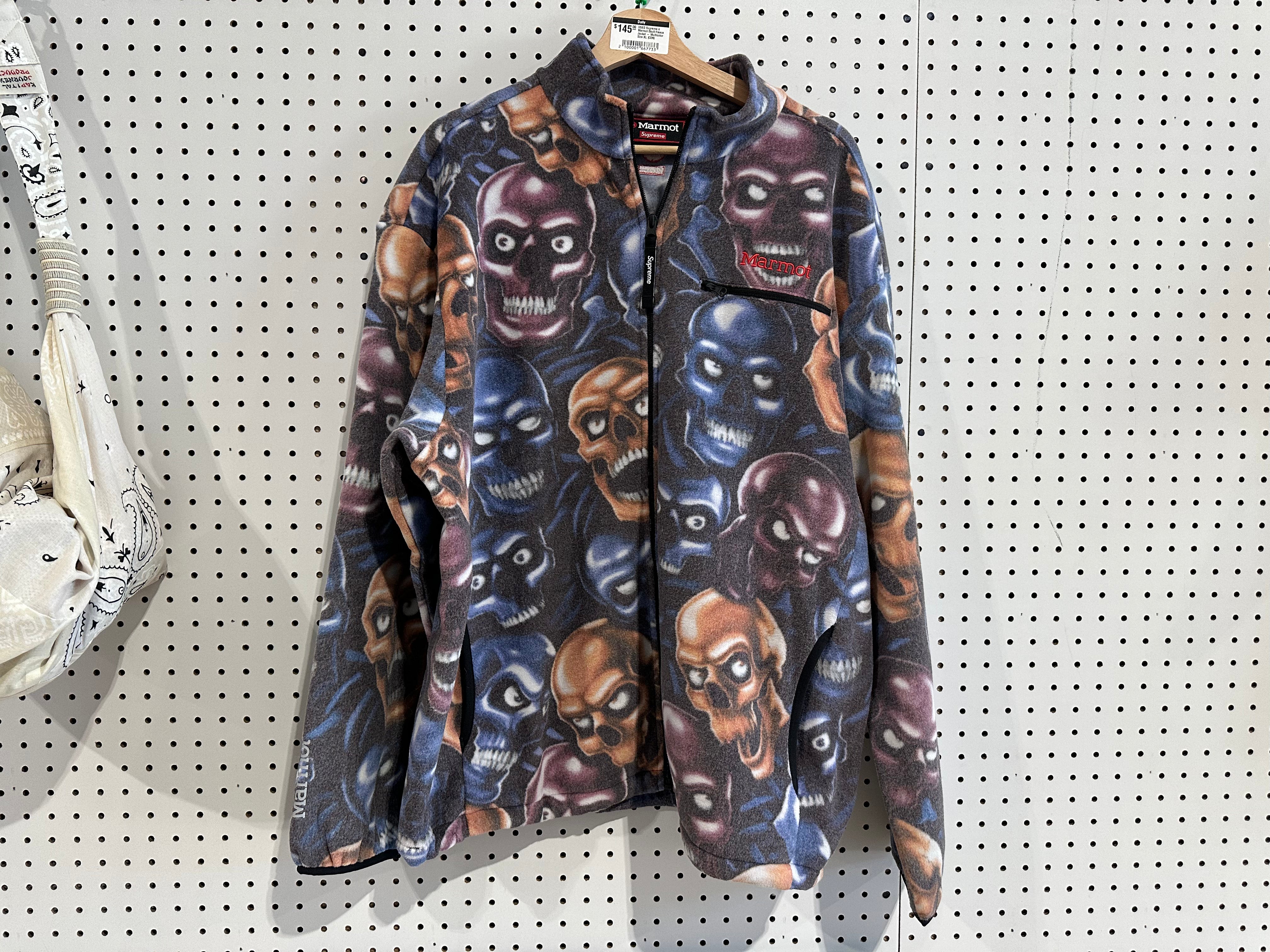 USED Supreme x Marmot Skull Fleece Jacket - Multicolor Size XL