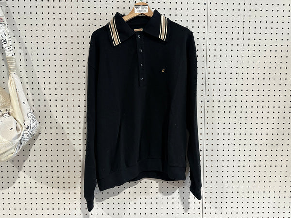 NEW Kapital Box Striped Embroidered Polo Shirt - Black Size 4/XL