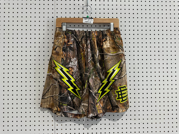 USED Eric Emanuel  Basic Short - Tree Camo/Lime Bolt Size XL