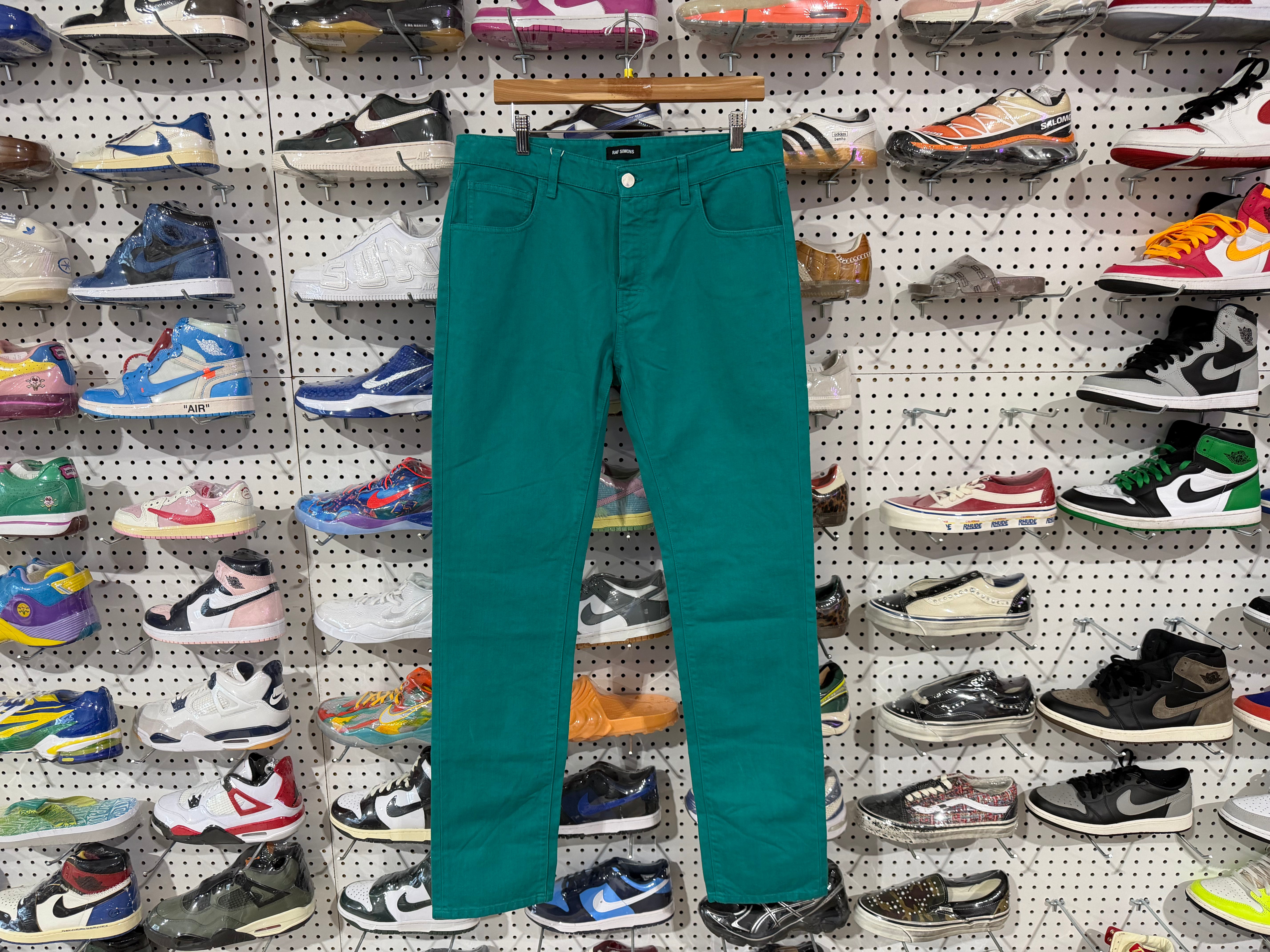 NEW Raf Simons Slim Fit Denim Pants - Green Size 32