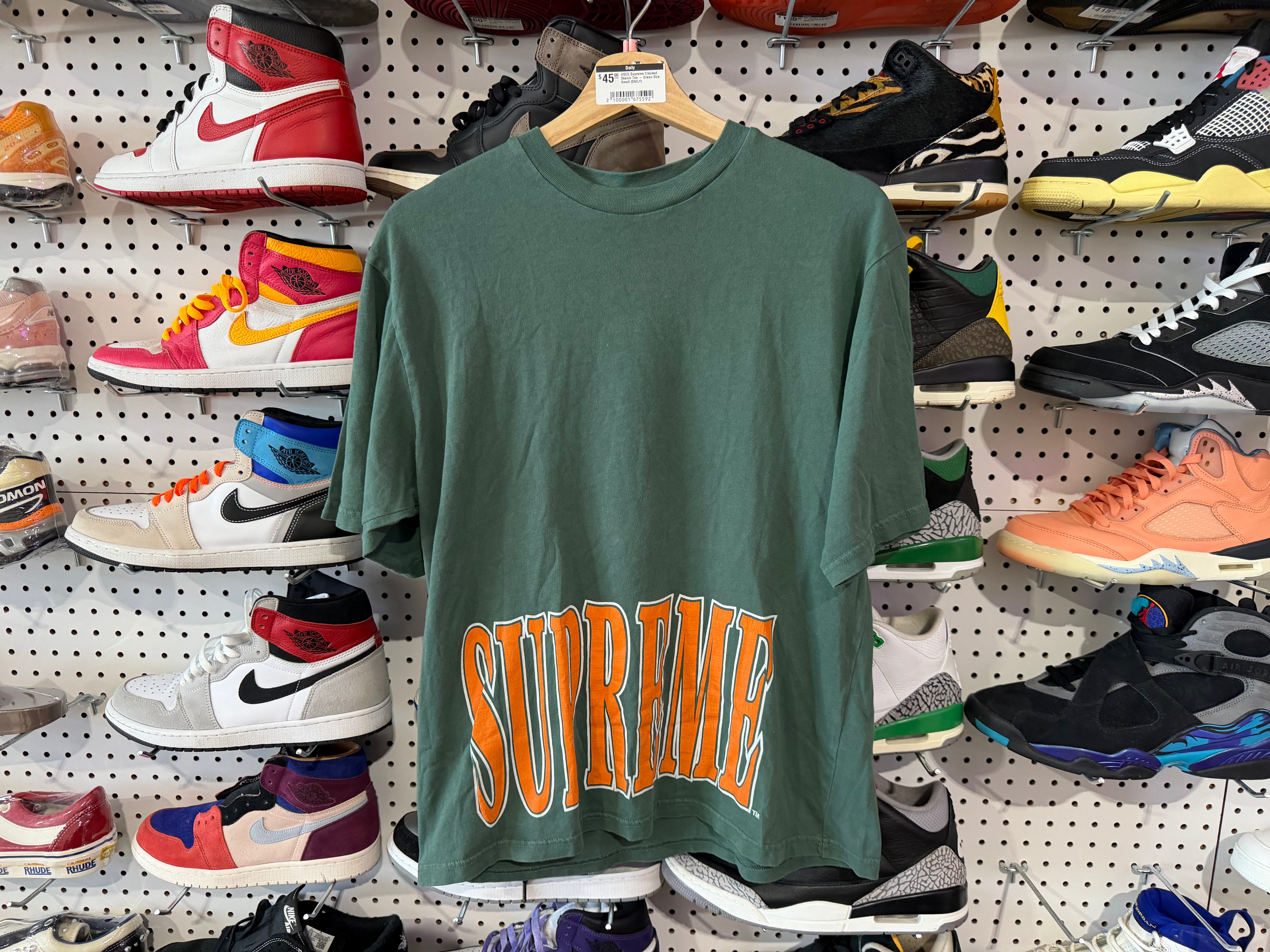 USED Supreme Cracked Sketch Tee - Green Size Small