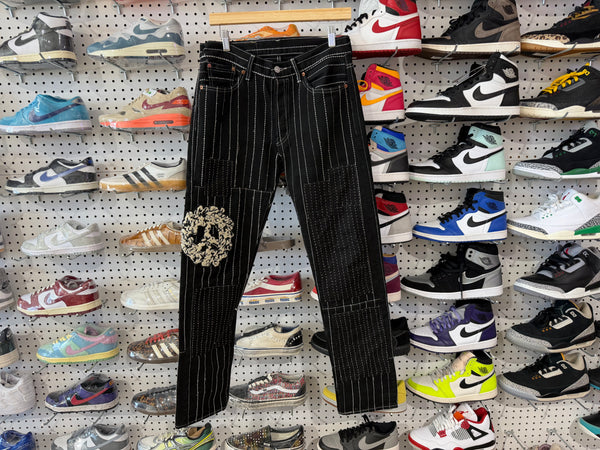 USED Denim Tears Peace Patchwork 501 Pant - Black Size 30