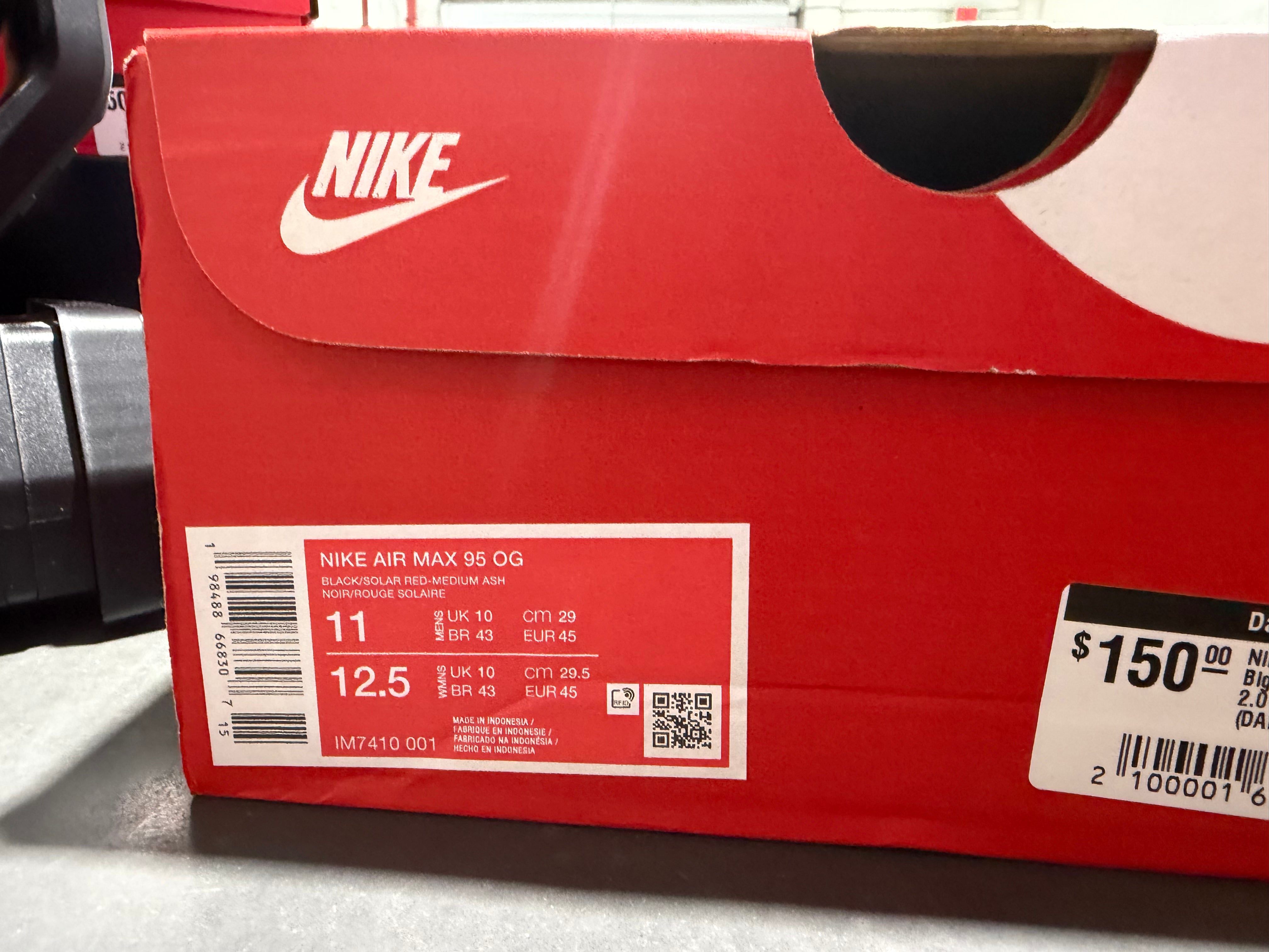 Nike Air Max 95 OG - Big Bubble/Solar Red 2.0 2025 Size 11