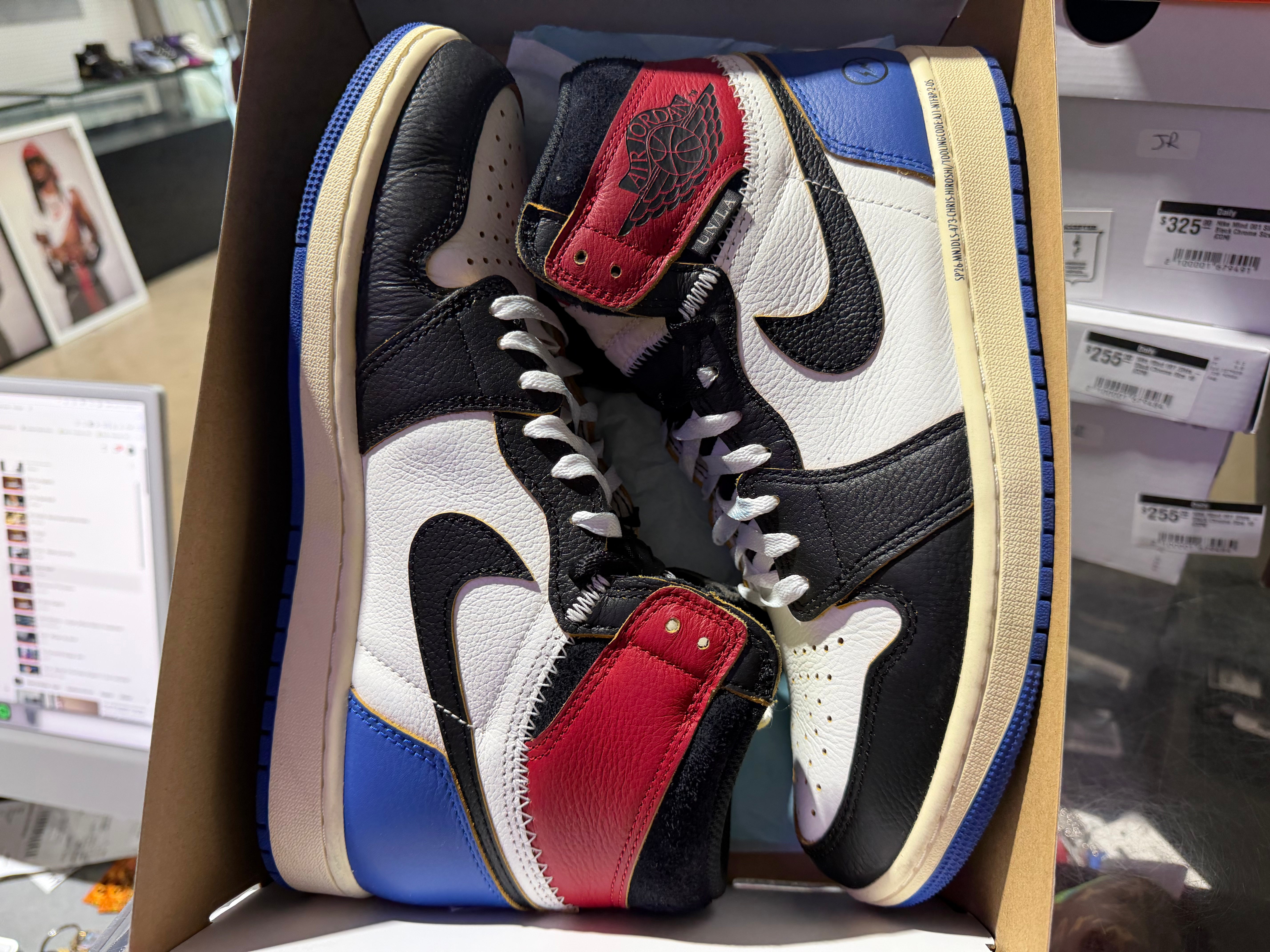 Air Jordan 1 Retro High OG SP - Fragment x Union LA Varsity Red Sport Royal Size 9.5