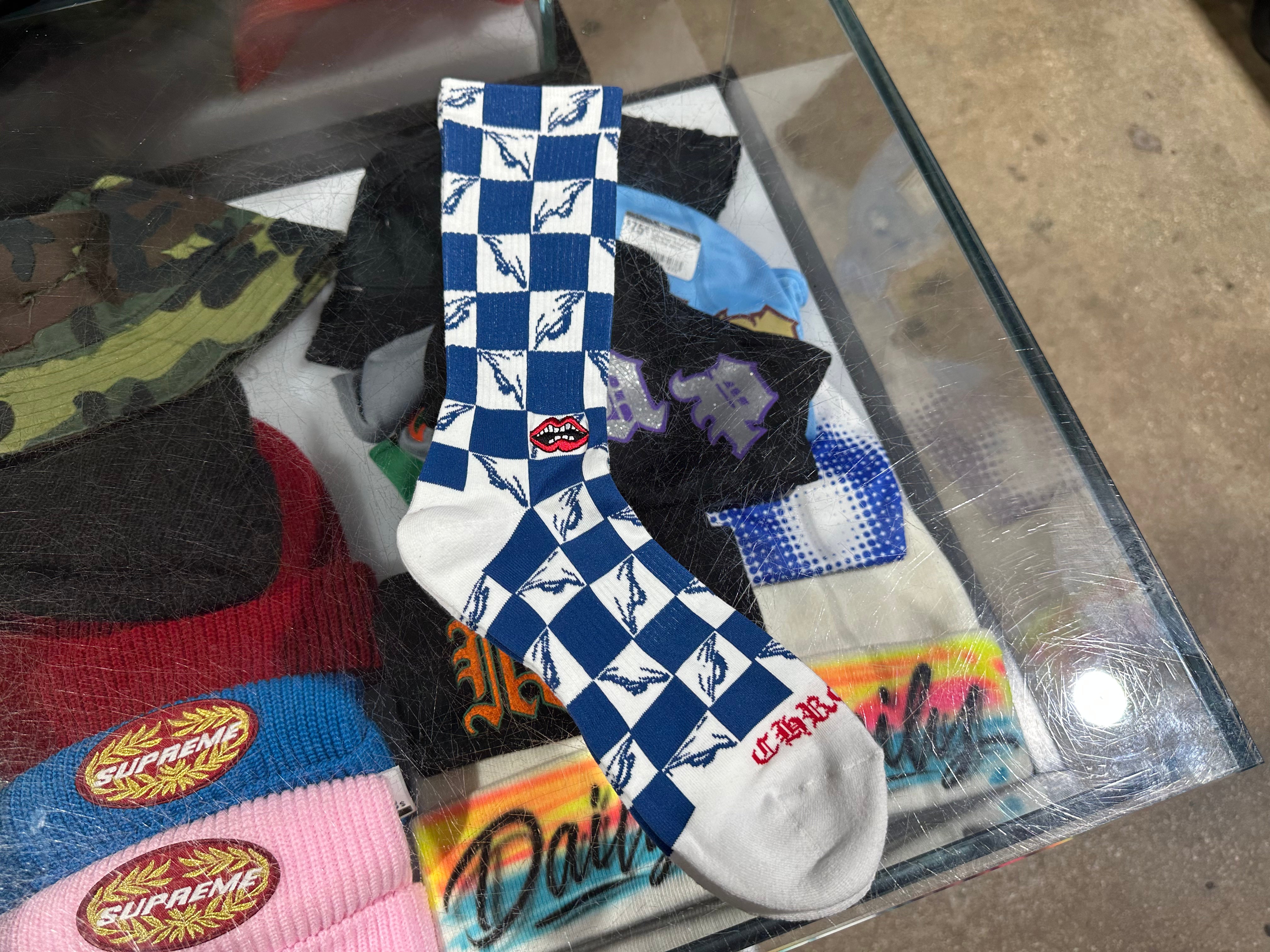 NEW Chrome Hearts Socks - Checkered Matty Boy/Blue