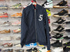 USED Supreme Devil S Logo Zip Up Hooded Sweatshirt - Navy Stripe Size XXL