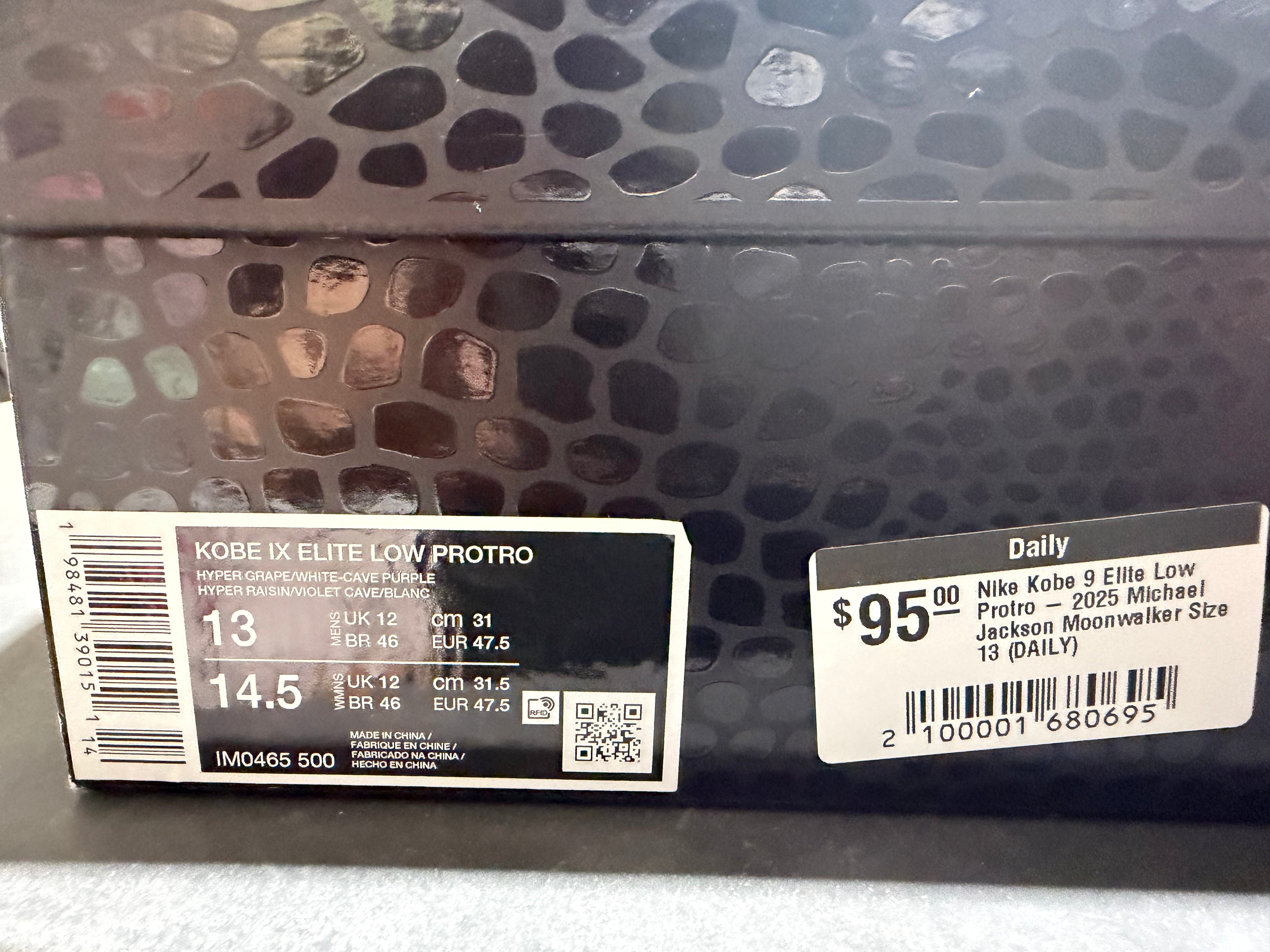 Nike Kobe 9 Elite Low Protro - 2025 Michael Jackson Moonwalker Size 13