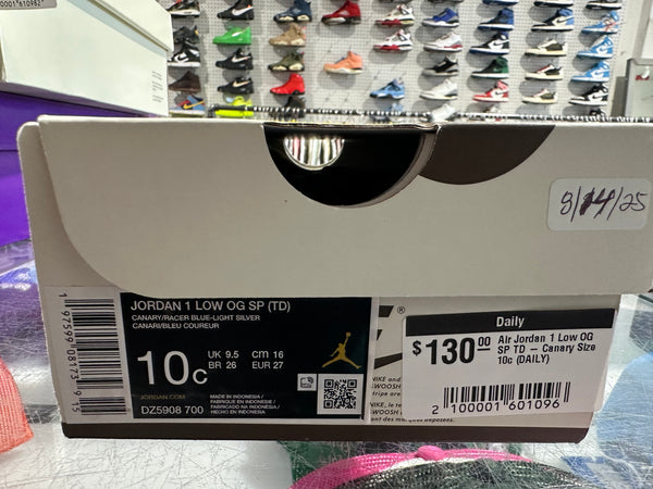 Air Jordan 1 Low OG SP TD - Canary Size 10C