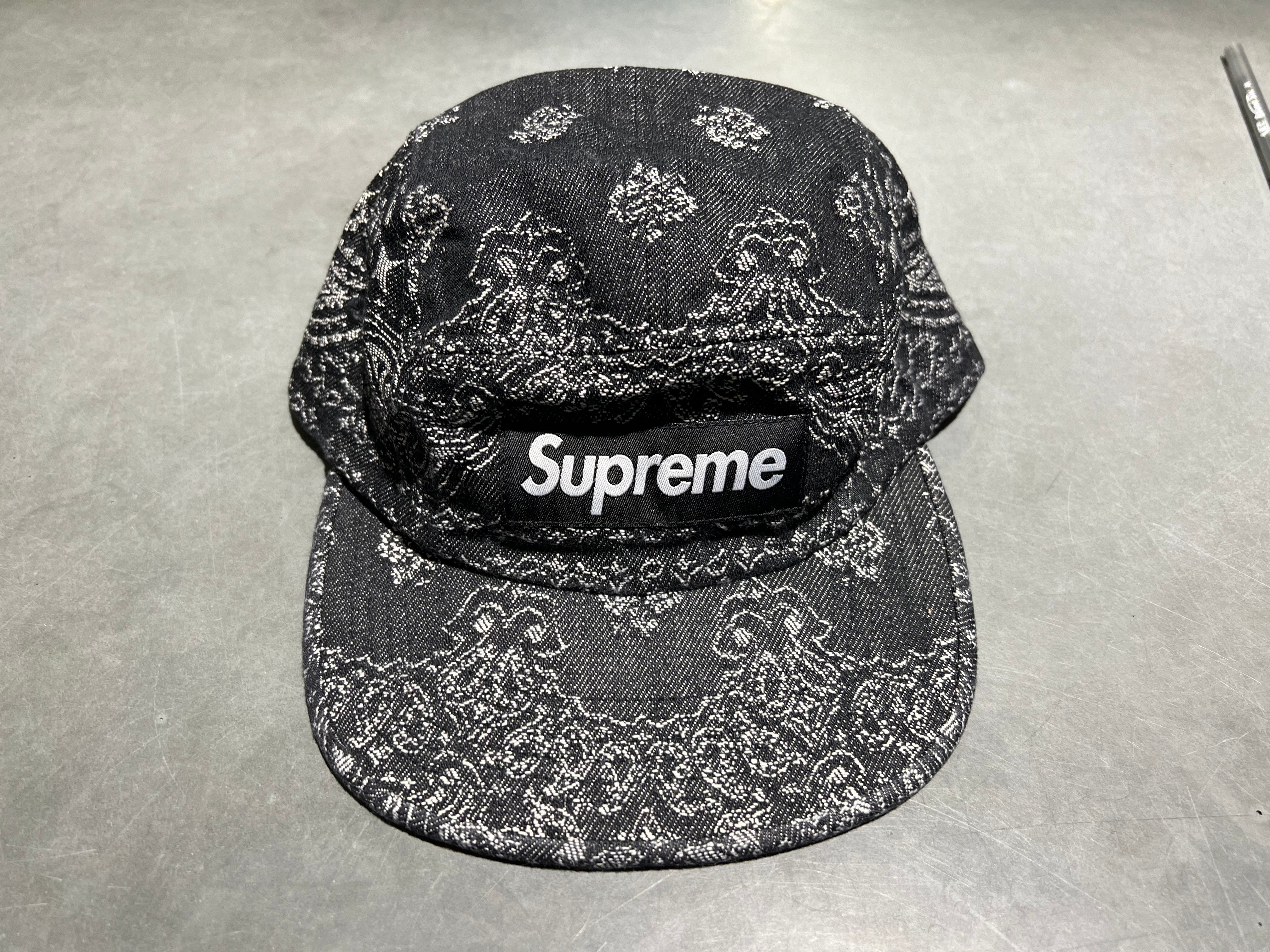 NEW Supreme Bandana Jacquard Denim Camp Cap - Black