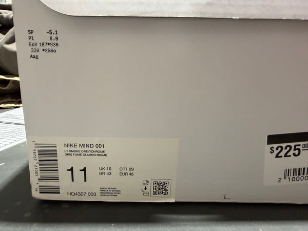 Nike Mind 001 - Light Smoke Grey/Chrome Size 11