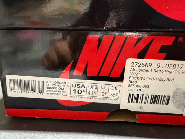 Air Jordan 1 Retro High OG - Patent Bred Size 10.5