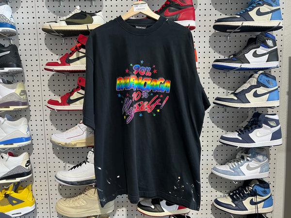 NEW Balenciaga 90% Vintage Tee - Black Size Large