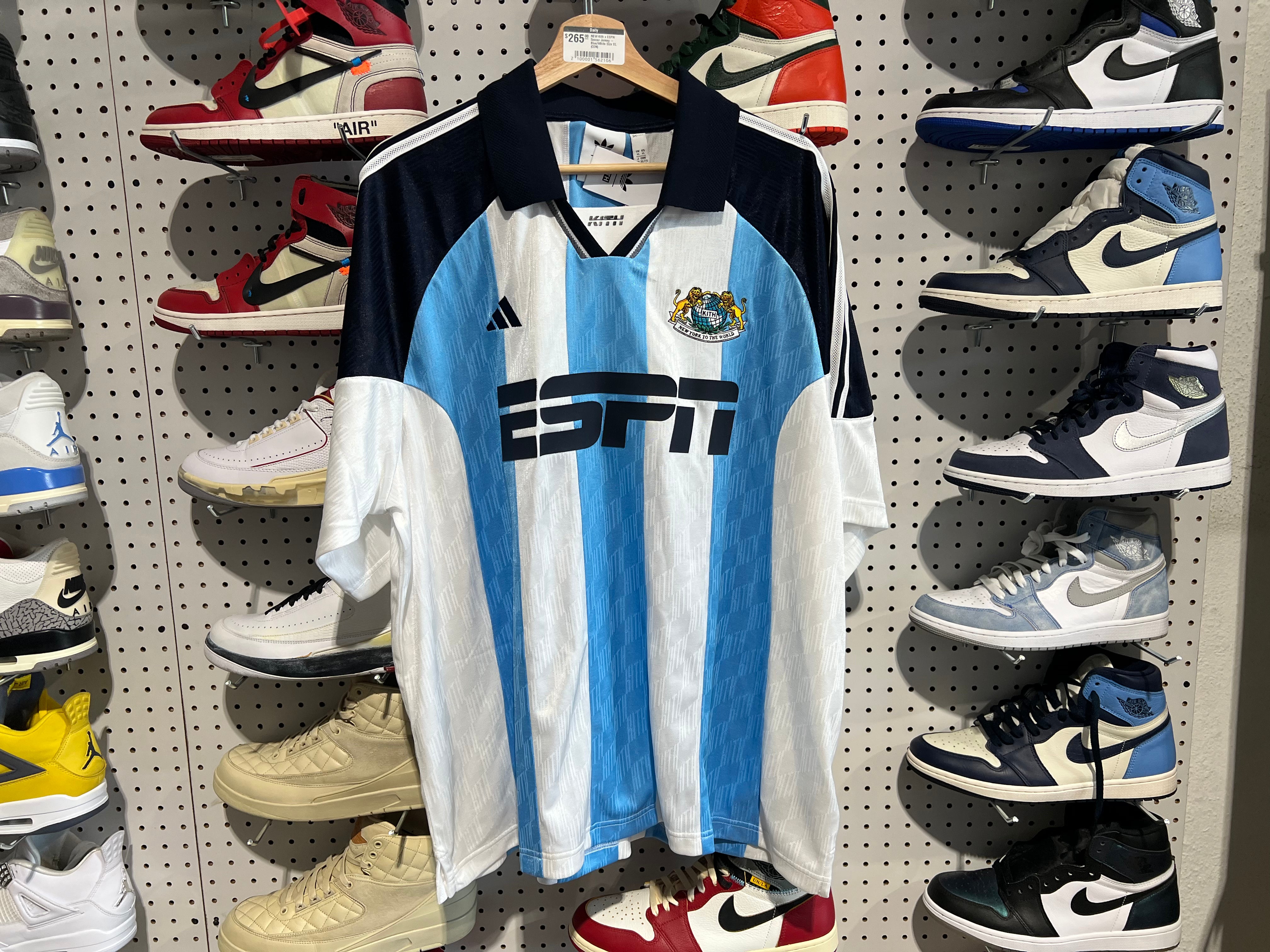 NEW Kith x ESPN Soccer Jersey - Blue/White Size XL