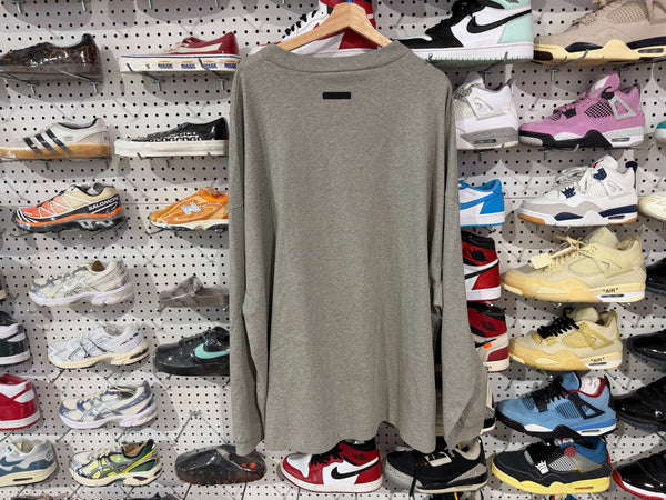 NEW Fear Of God Essential L/S Tee - Grey/Maroon Size XXL