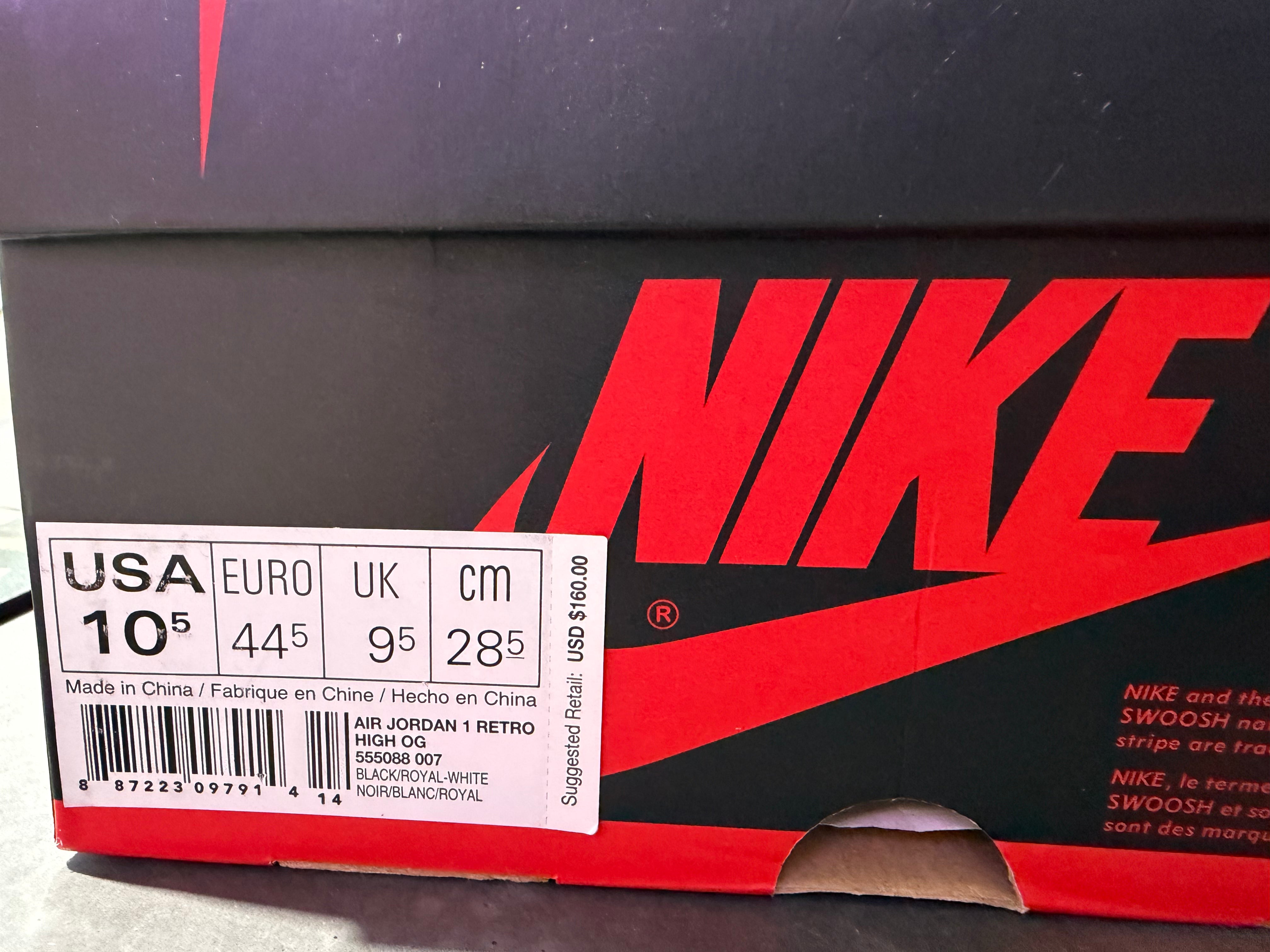 Air Jordan 1 Retro - Royal 2017 Size 10.5