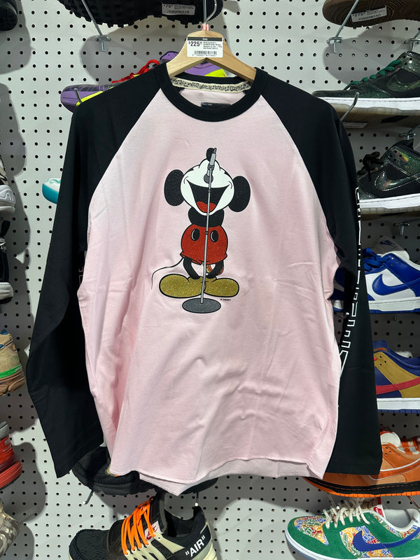 NEW Supreme x NUMBER NINE Mickey Raglans LS Tee - Pink Size Large