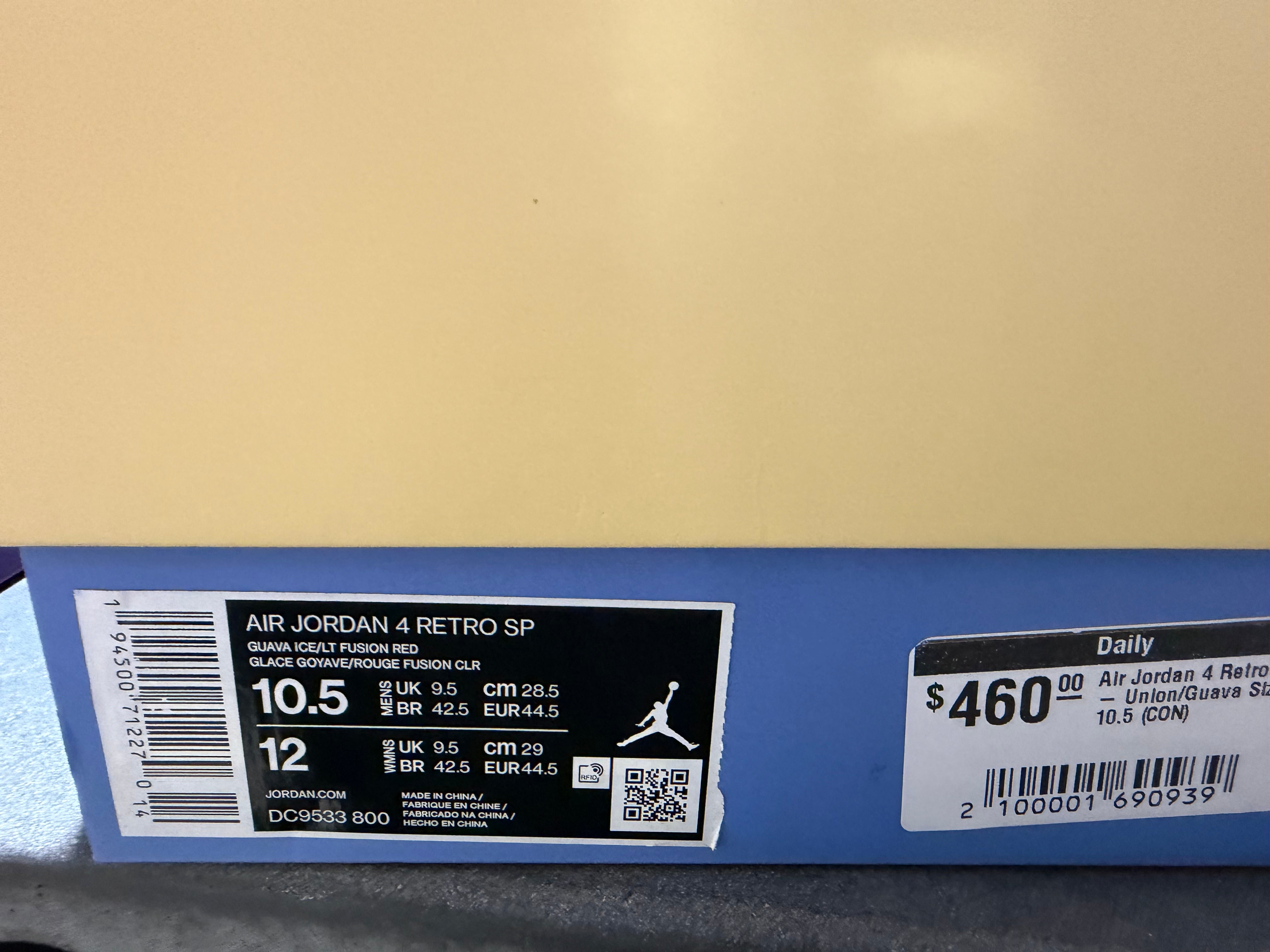 Air Jordan 4 Retro SP - Union/Guava Size 10.5