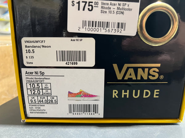 Vans Acer Ni SP x Rhude - Multicolor Size 10.5