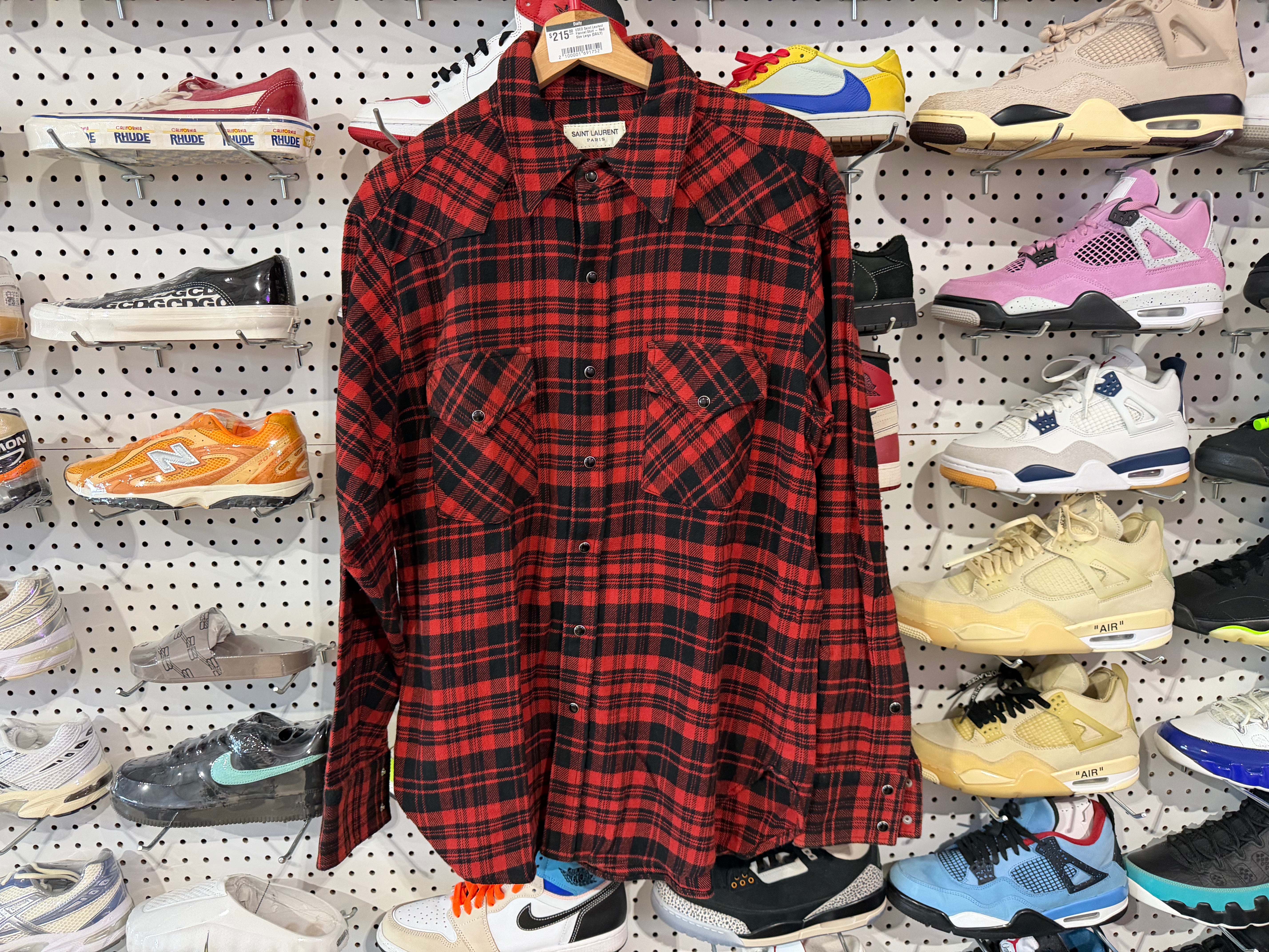 USED Saint Laurent Flannel Shirt - Red Size Large