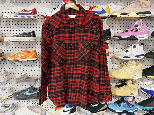 USED Saint Laurent Flannel Shirt - Red Size Large