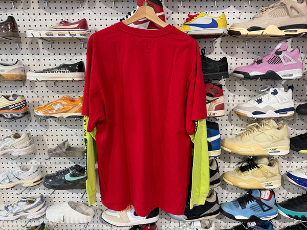 USED Supreme Double Layer L/S Tee - Red/Lime Size XL
