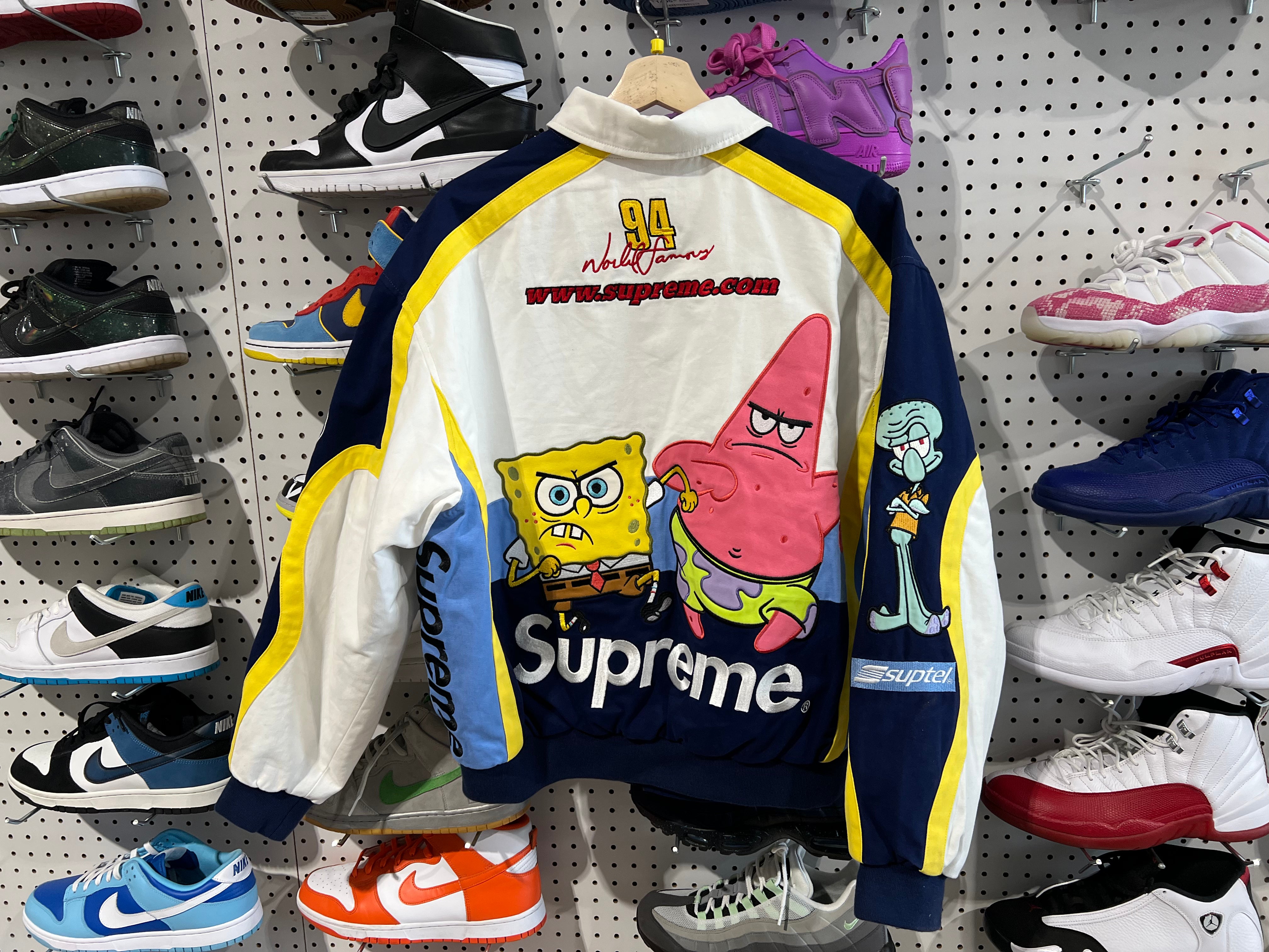 NEW Supreme x Spongebob x Jeff Hamilton Racing Jacket - White Medium