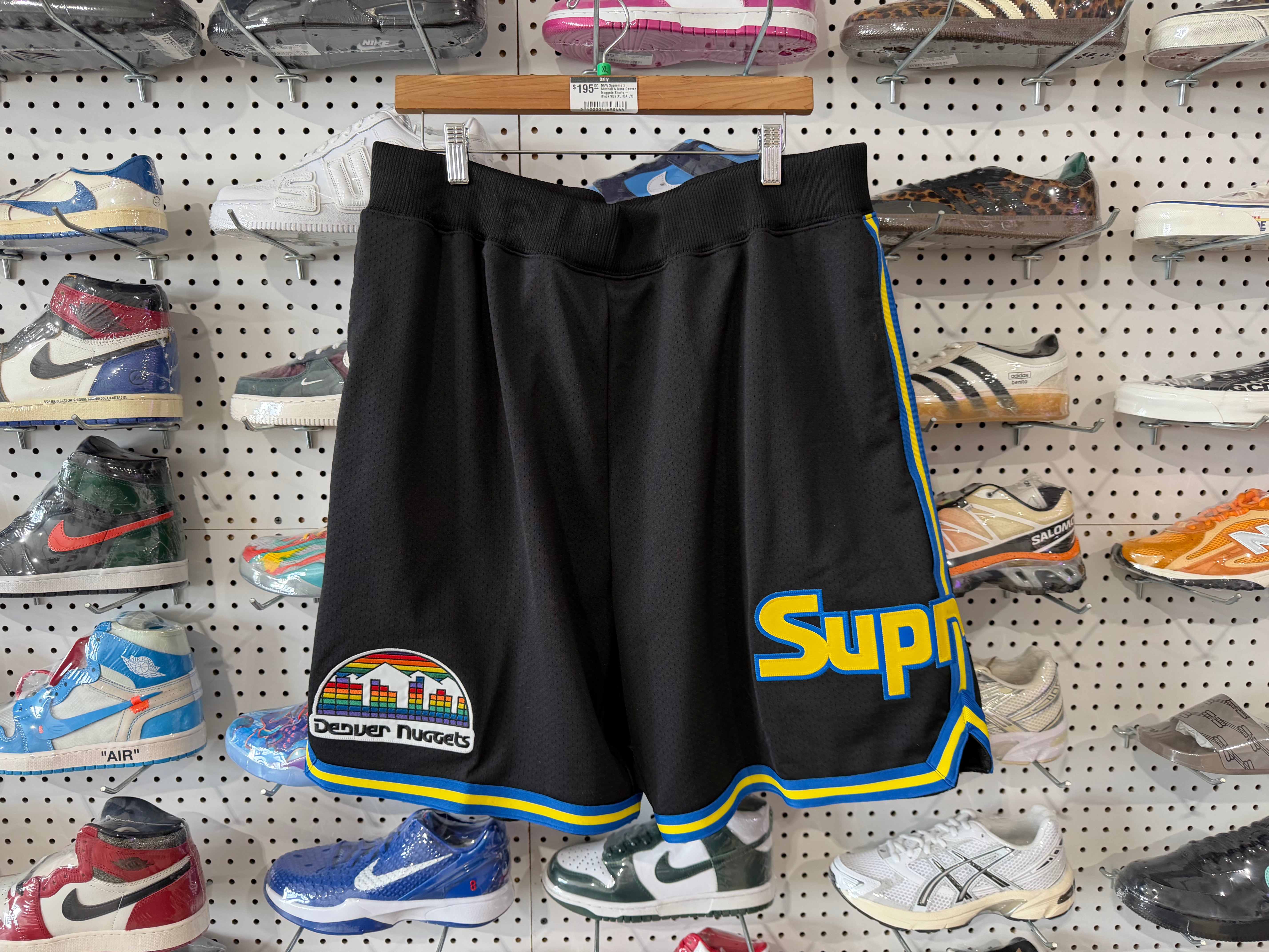 NEW Supreme x Mitchell & Ness Denver Nuggets Shorts - Black Size XL