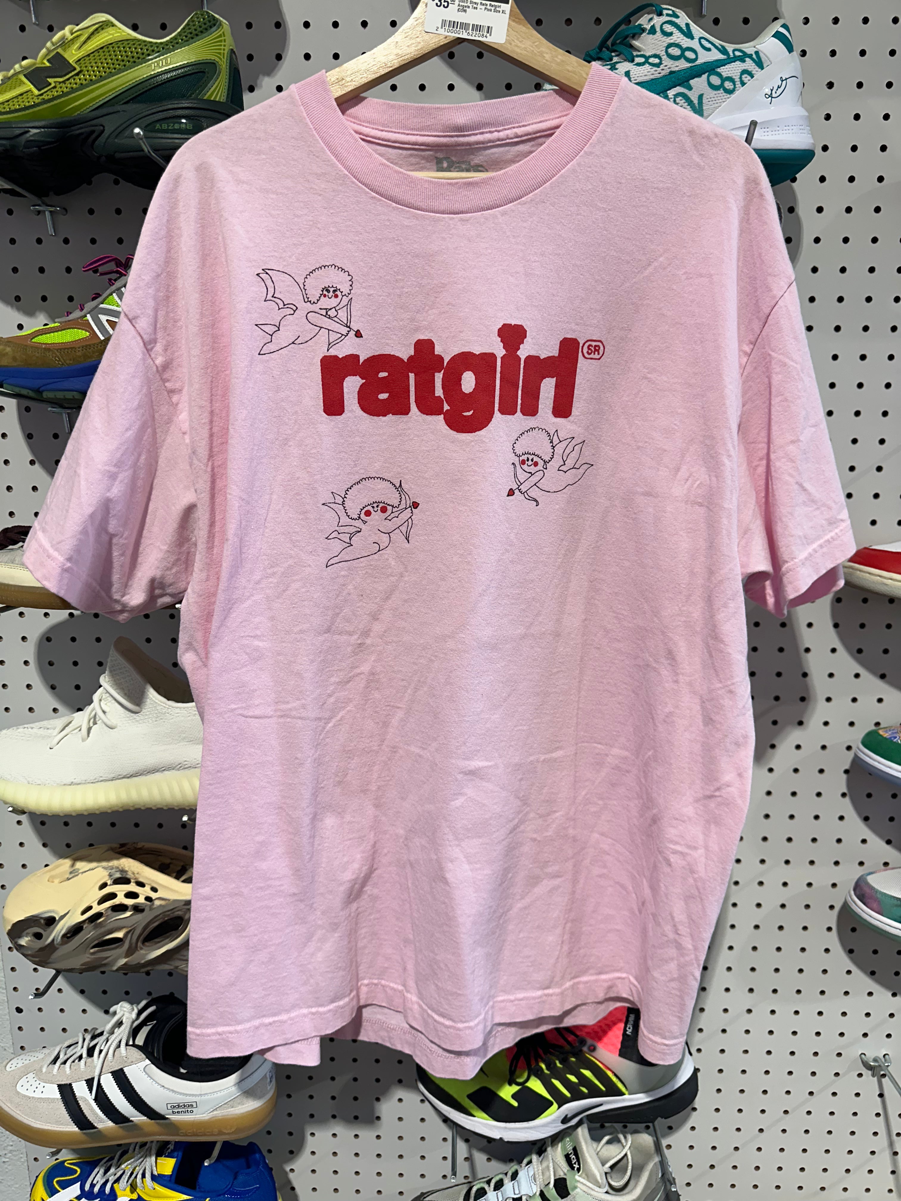 USED Stray Rats Ratgirl Angels Tee - Pink Size XL