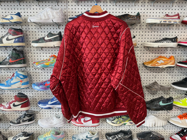 NEW Supreme x Champion Quilted Satin Jacket - Dark Red Size XXL