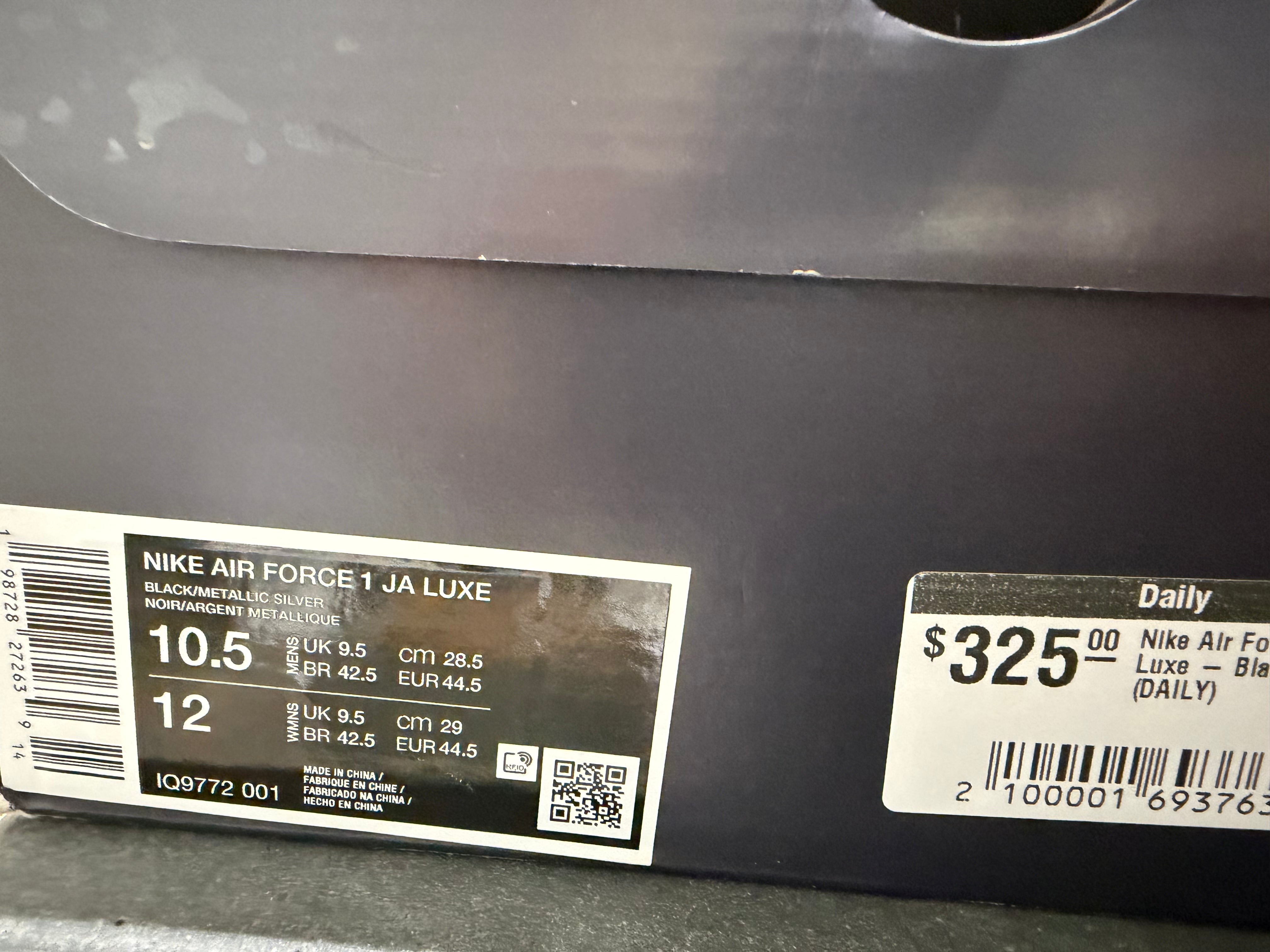 Nike Air Force 1 Ja Luxe - Black Size 10.5