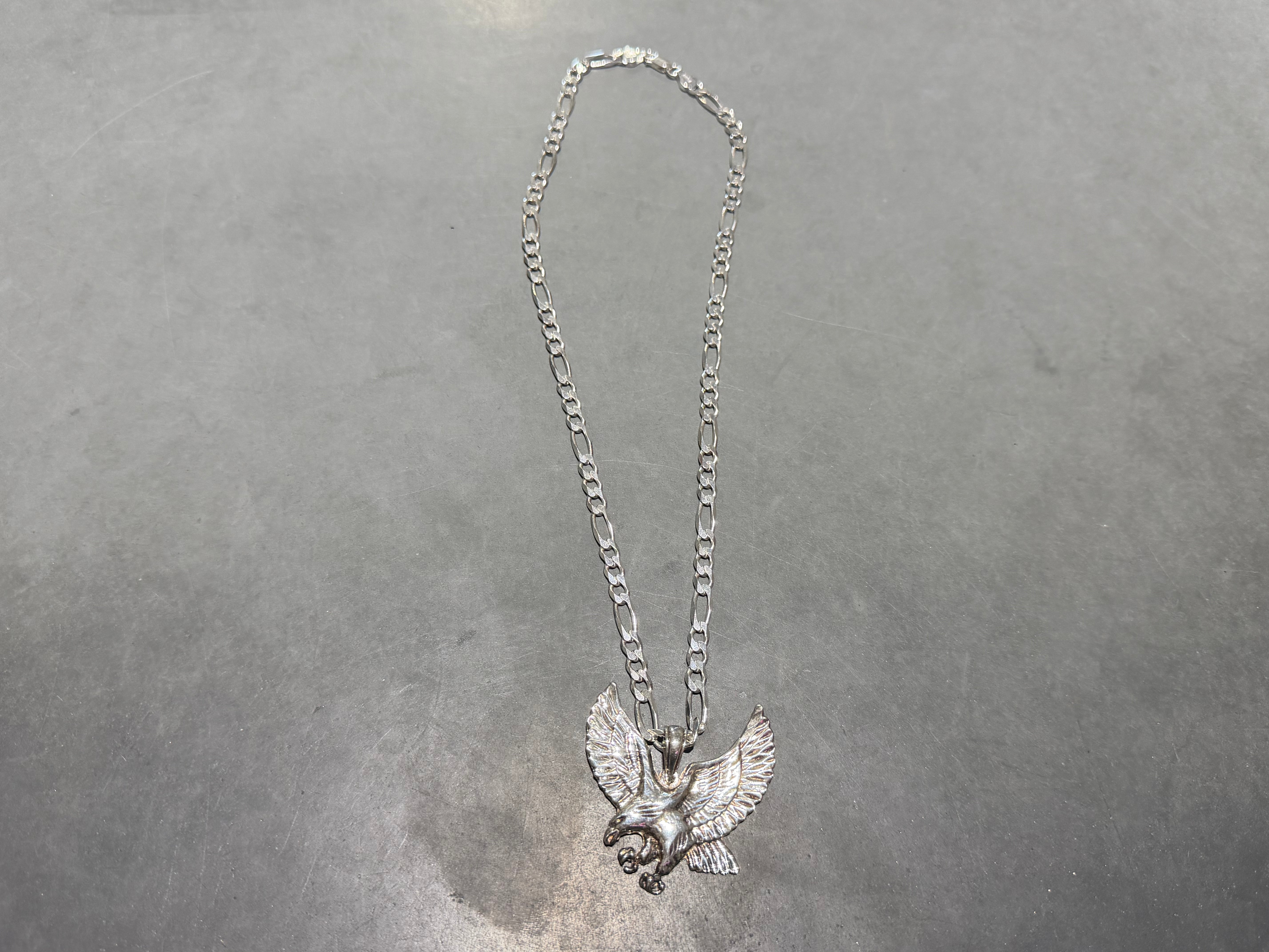 USED Figaro Small Link Chain - .925 Silver, 20 in, 18.9 grams + Eagle Pendant