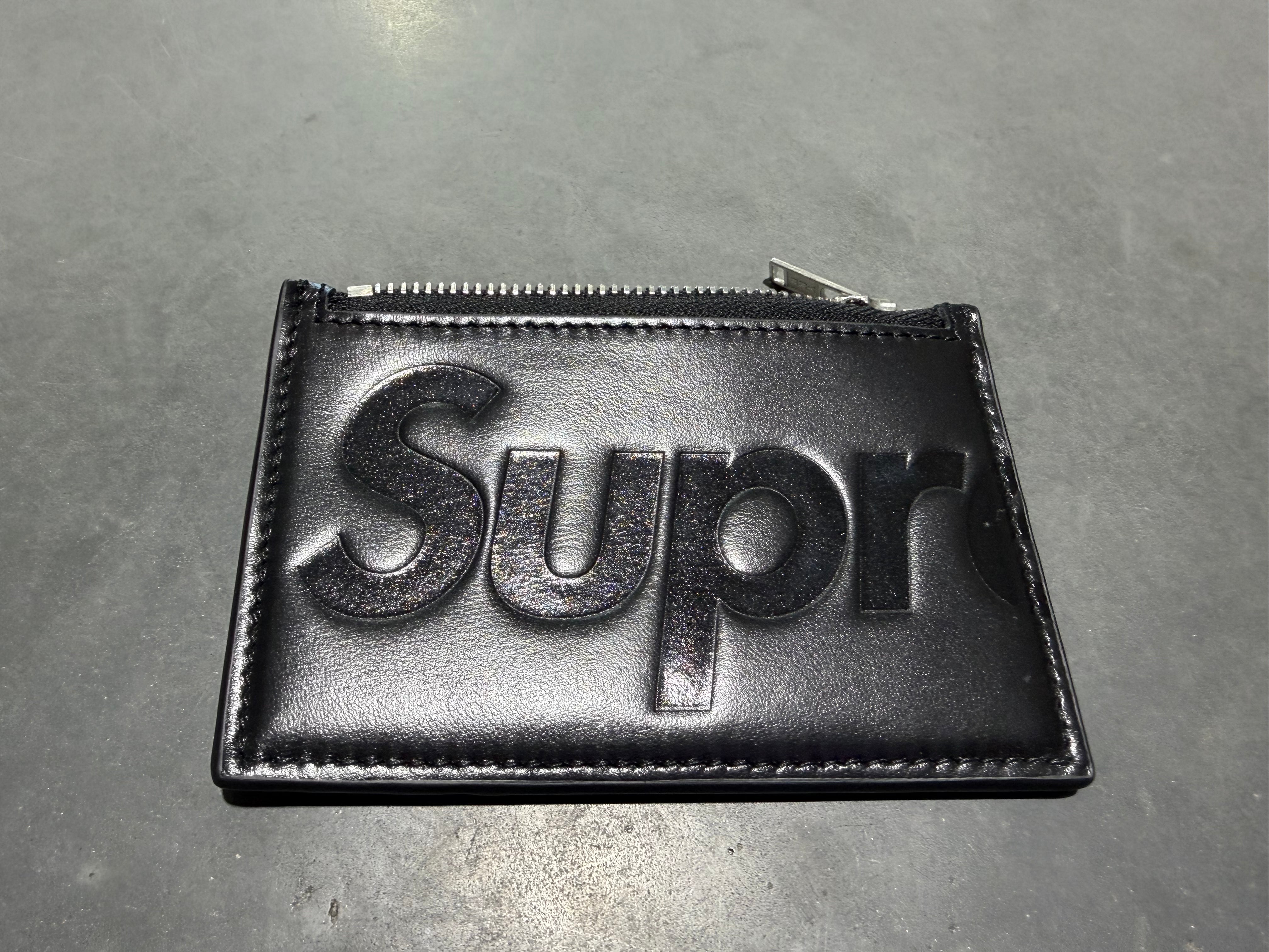 NEW Supreme MADE IN ITALY Leather Zip Card Holder - Black