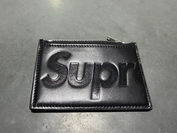 NEW Supreme MADE IN ITALY Leather Zip Card Holder - Black