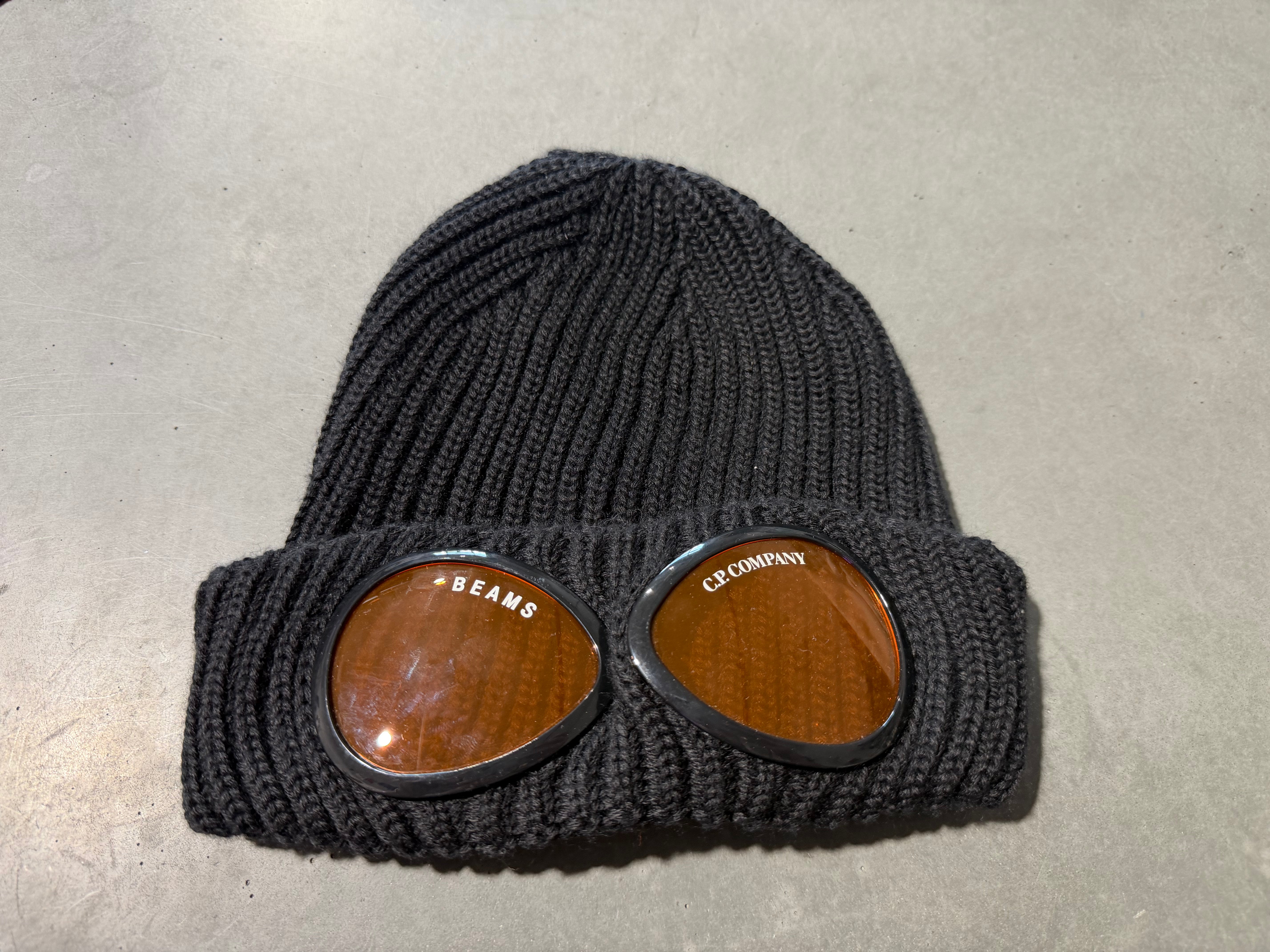 NEW Beams x CP Company Ribbed Beanie - Black